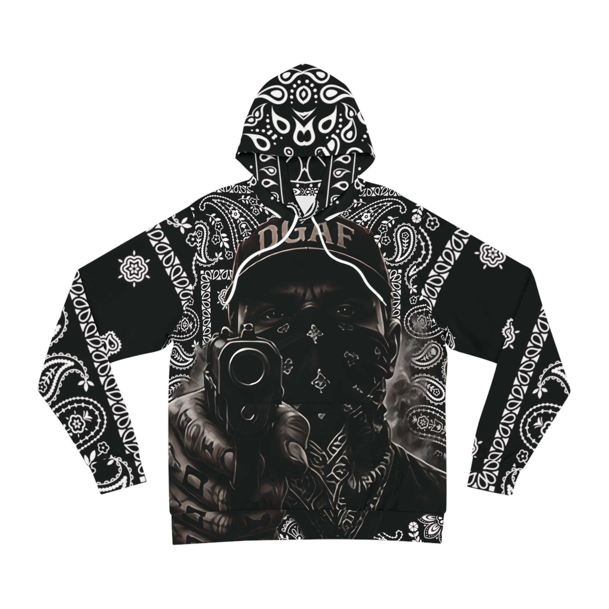 Bandana Print Hoodie — "MR DGAF" Graphic Streetwear Pullover