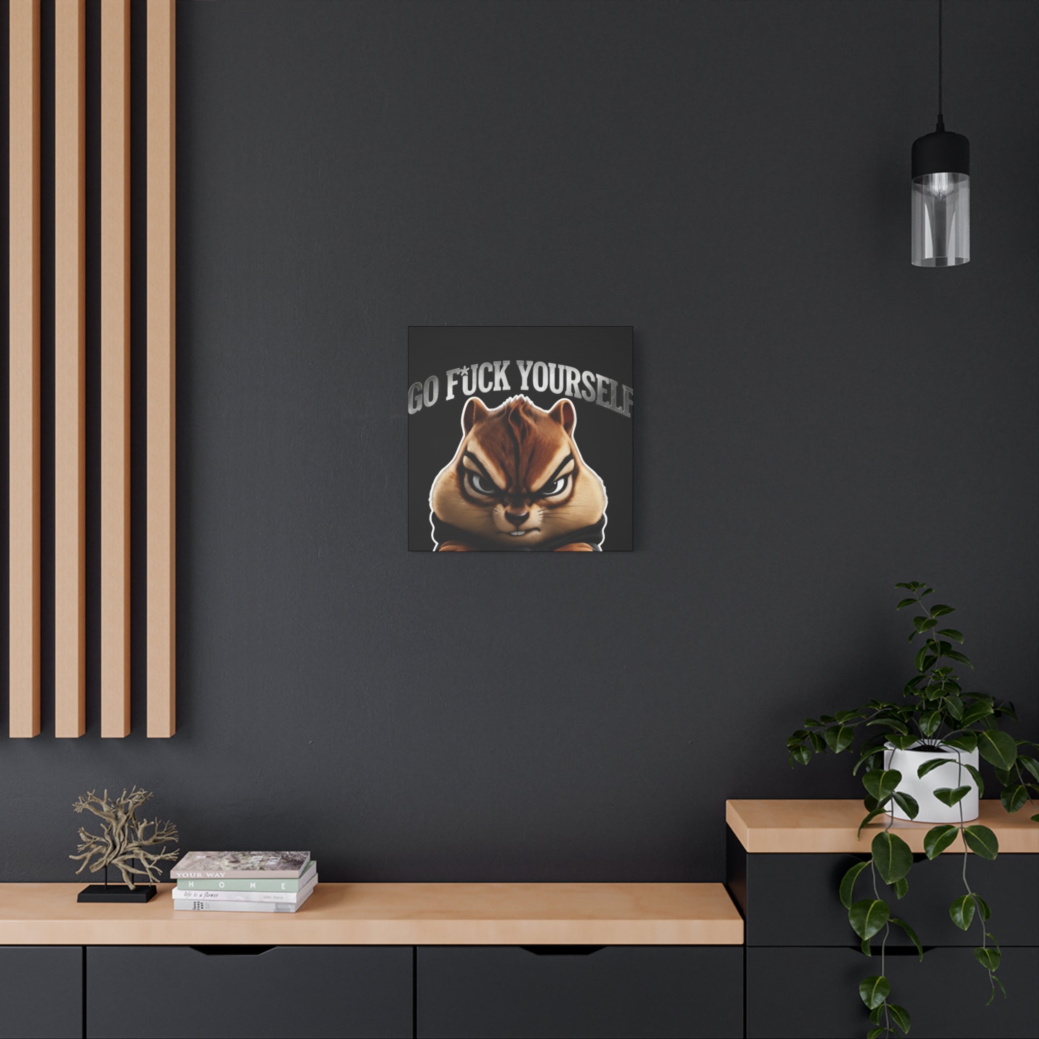 Edgy Chipmunk Canvas Print – "Go Fuck Yourself" Statement Wall Art
