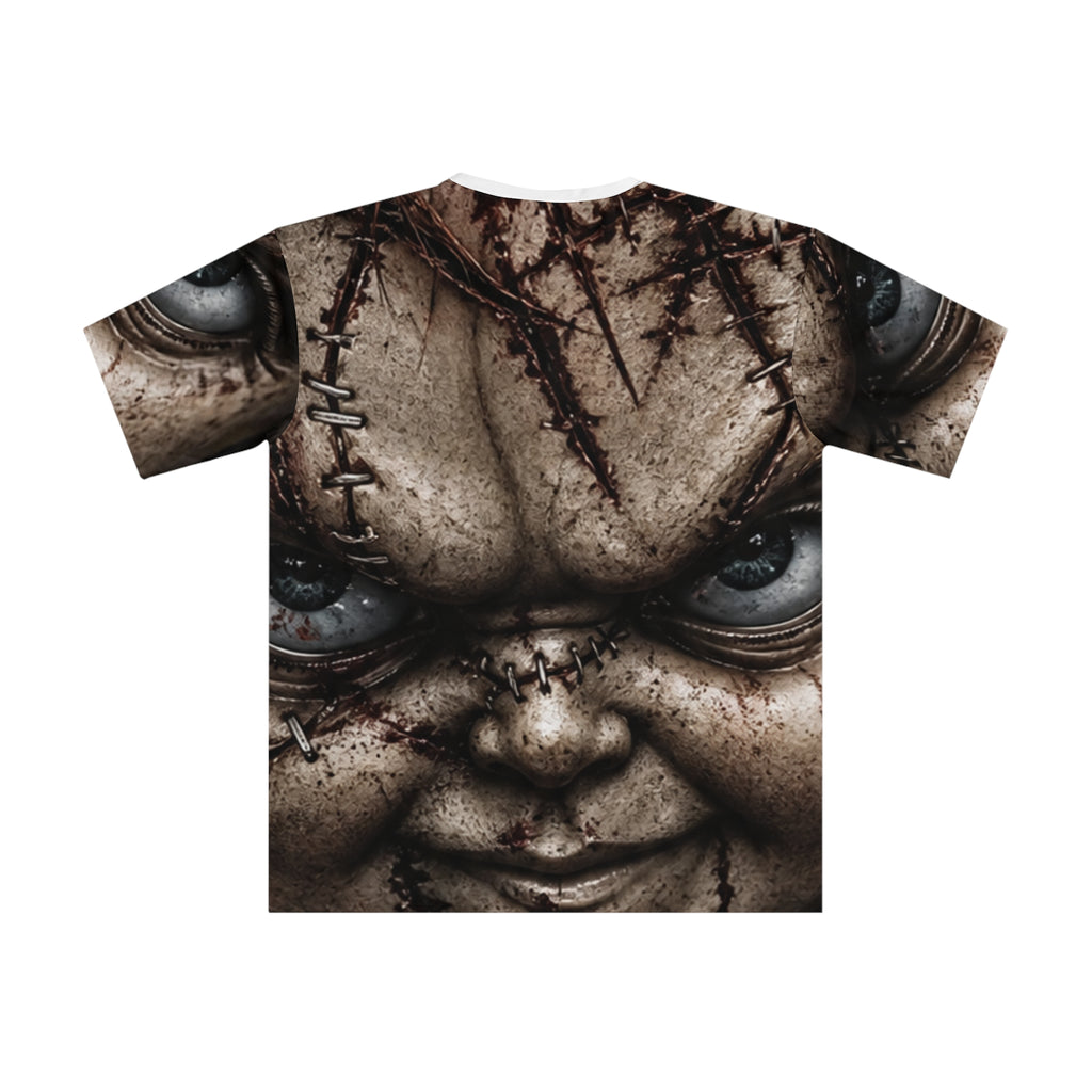 Men's Graphic T-Shirt — 'Mr. Dead' Creepy Doll Face All-Over Print