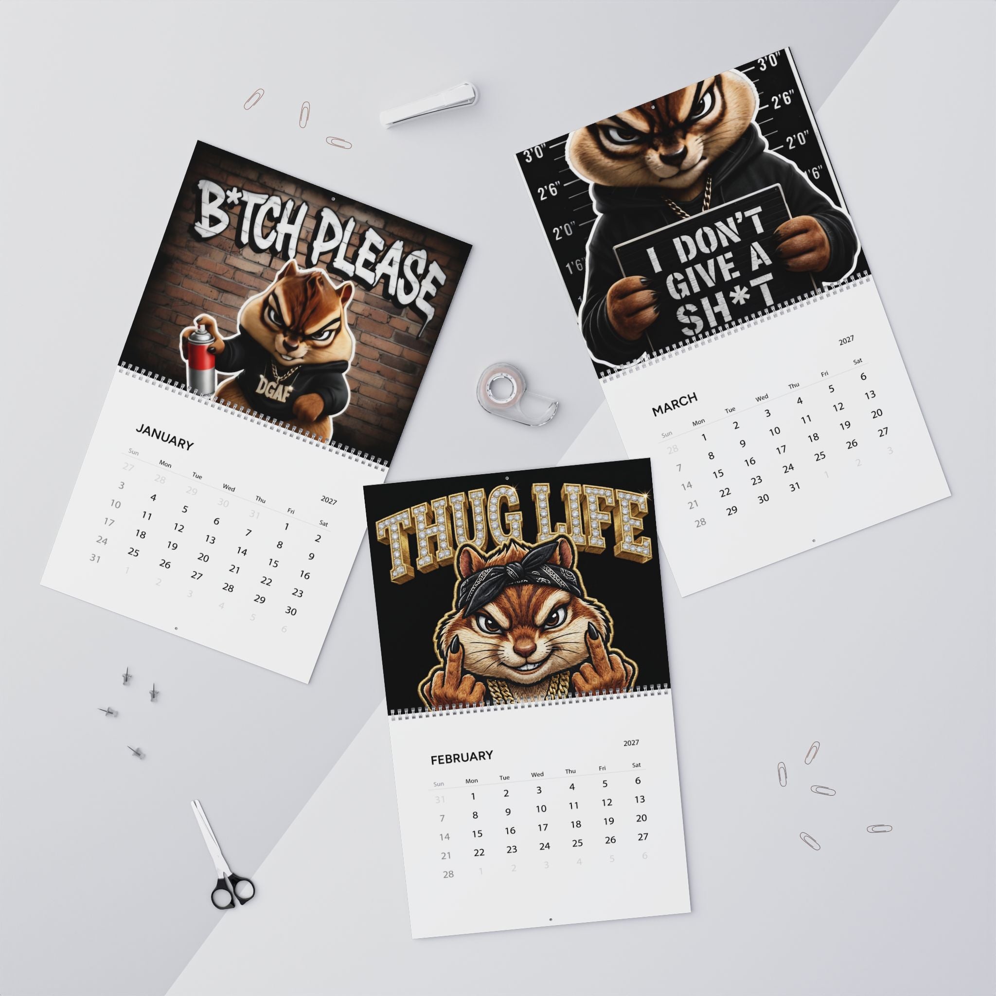 Wall Calendar 2027 — Bold Adult Humor Calendar ("Bitch Please" & "Go Get Fucked")