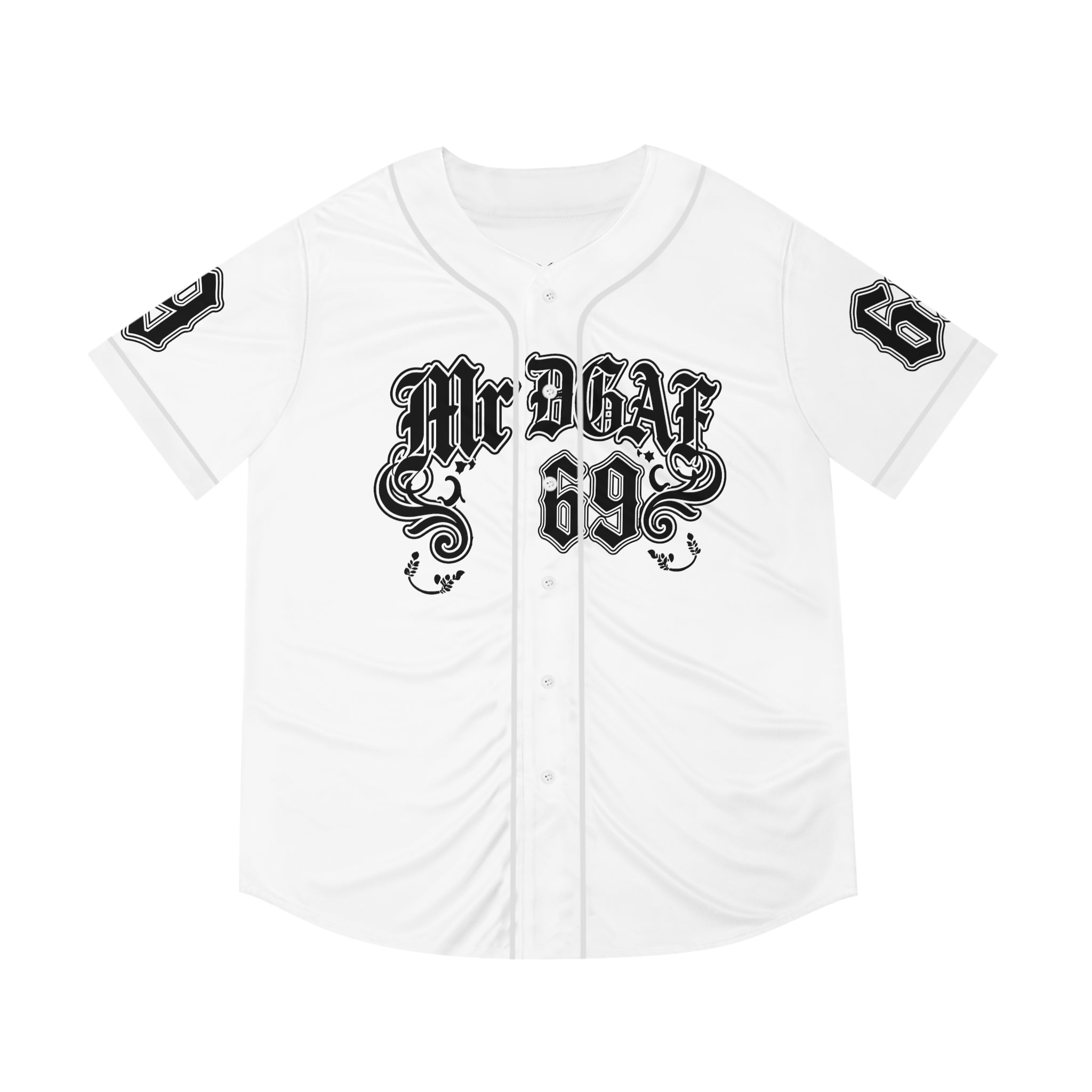 MrDGAF 69 Baseball Jersey — Vintage Gothic Numbered Men’s Sports Tee