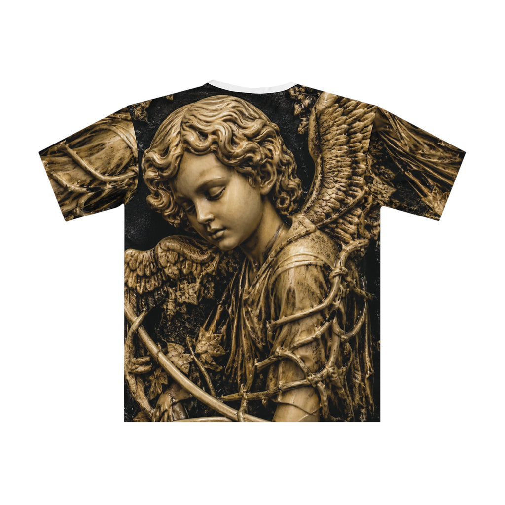 Angel Statue Graphic Tee — Vintage Gothic All-Over Print Shirt
