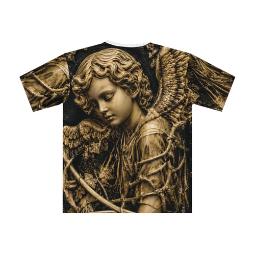 Angel Statue Graphic Tee — Vintage Gothic All-Over Print Shirt