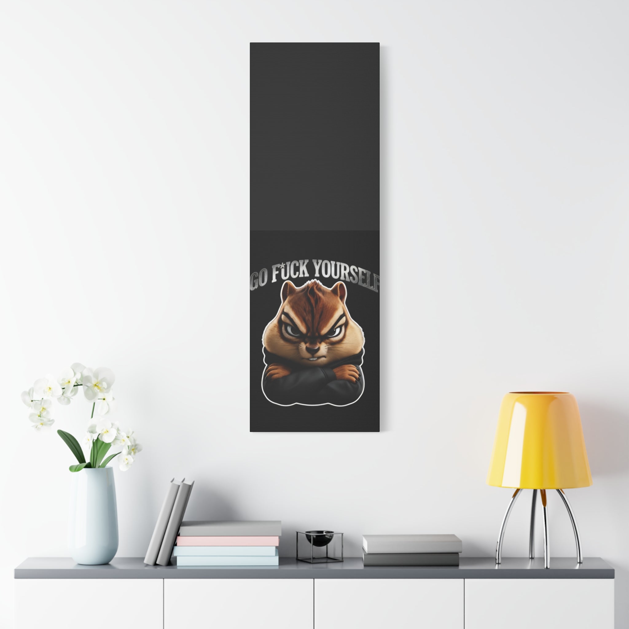 Edgy Chipmunk Canvas Print – "Go Fuck Yourself" Statement Wall Art
