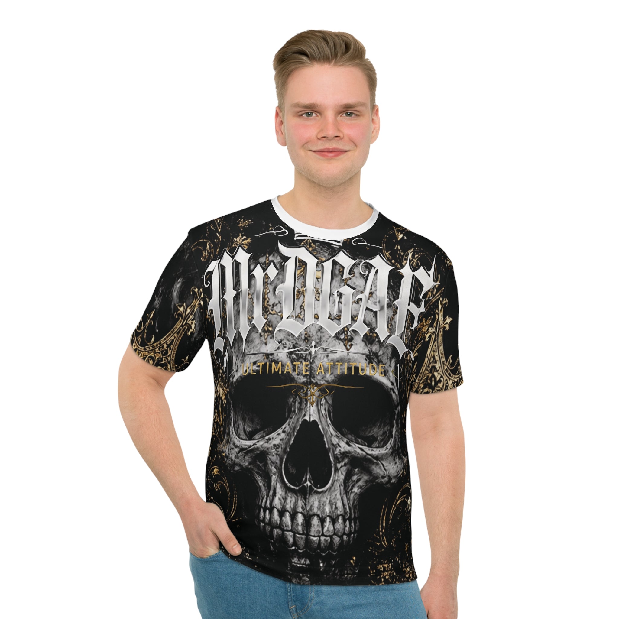 Skull Gothic Tee — "Medusa Ultimate Attitude" All-Over Print T-Shirt
