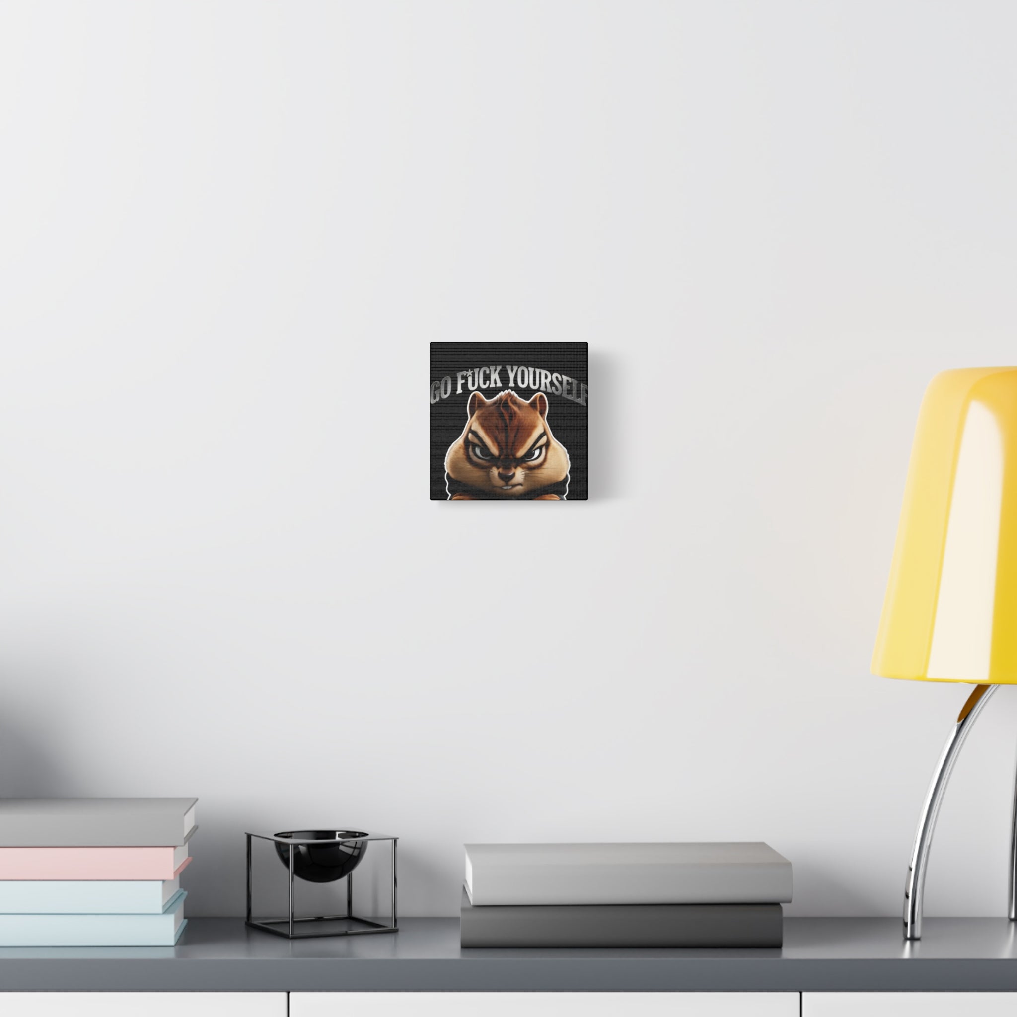 Edgy Chipmunk Canvas Print – "Go Fuck Yourself" Statement Wall Art
