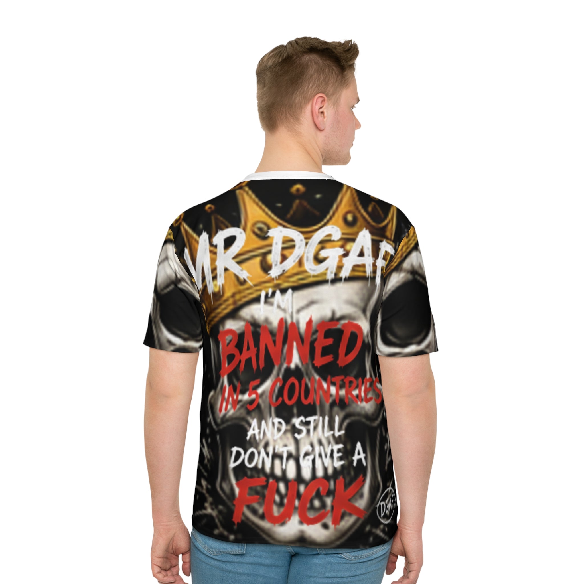 Skull King T-Shirt — "MR DGAF I'm Banned in 5 Countries" Graphic Tee