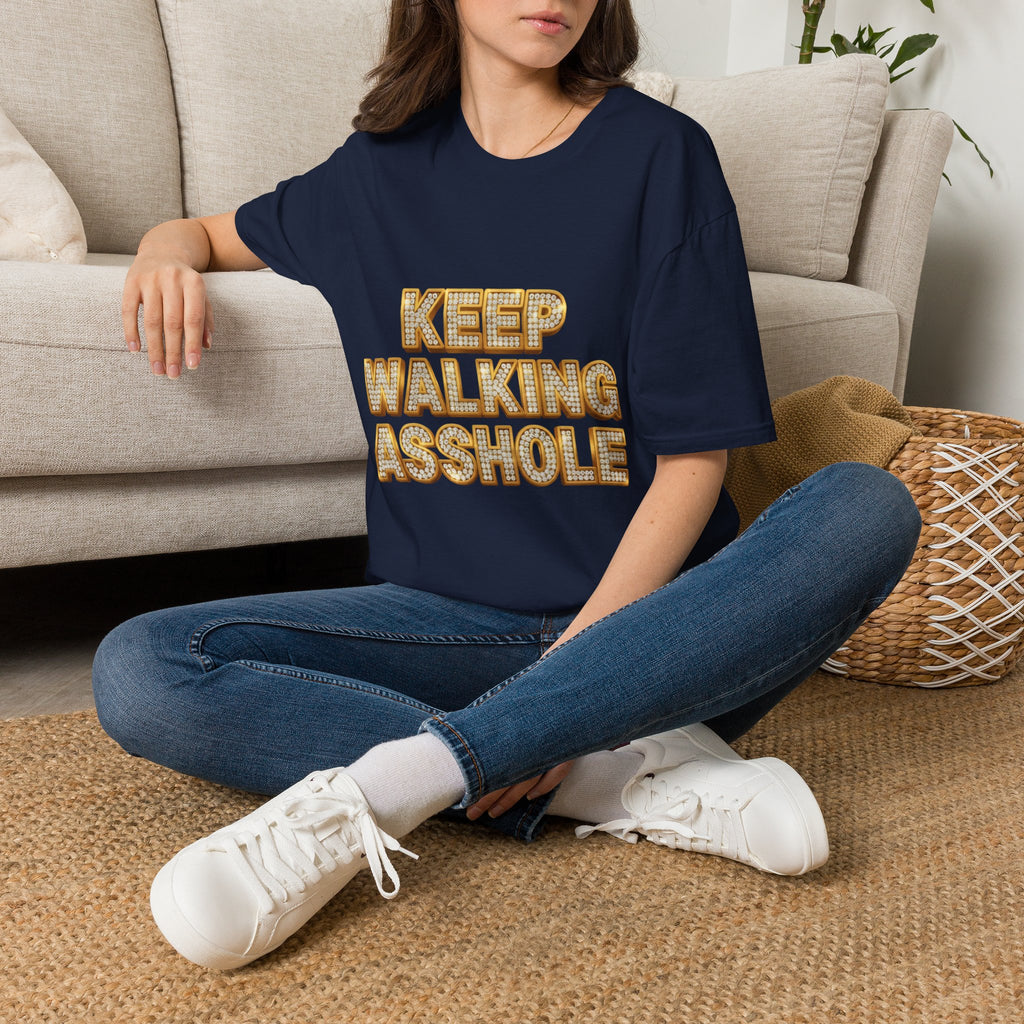 Keep Walking Asshole T-Shirt — Bold Retro Marquee Text Tee
