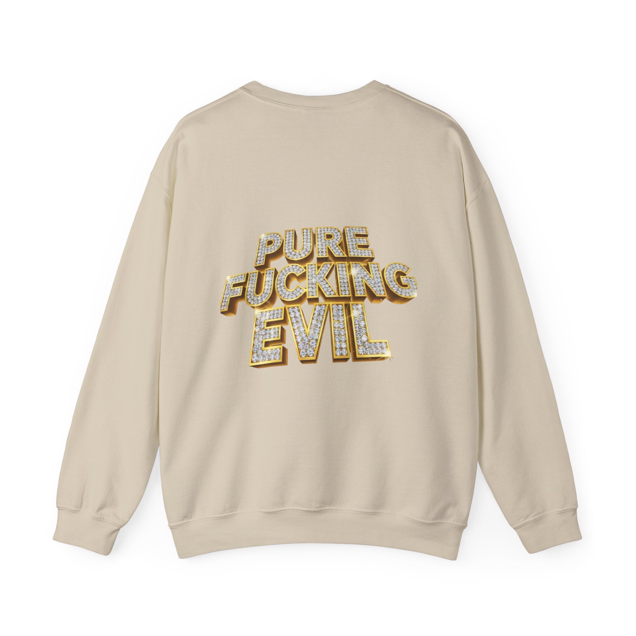 Crewneck Sweatshirt — 'Pure Fucking Evil' Graphic Pullover with Masked Bear Design
