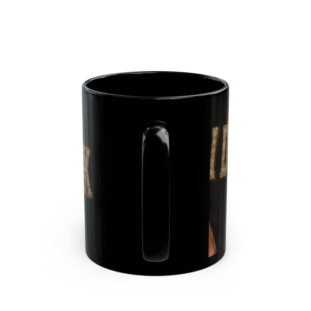 Black Mug — 'Don't Speak, I Do My Poker' Gold Chain Diamond Text Coffee Cup