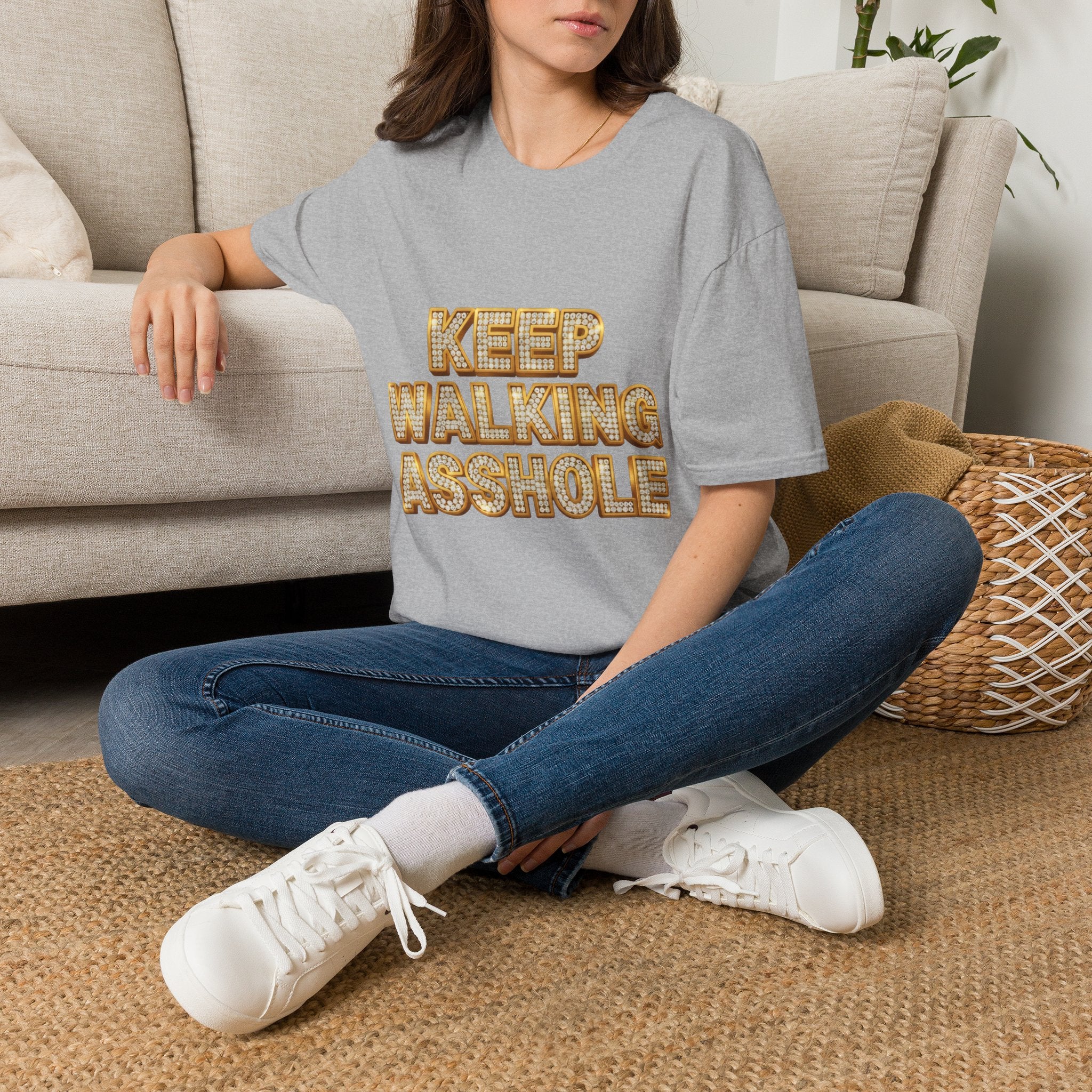 Keep Walking Asshole T-Shirt — Bold Retro Marquee Text Tee