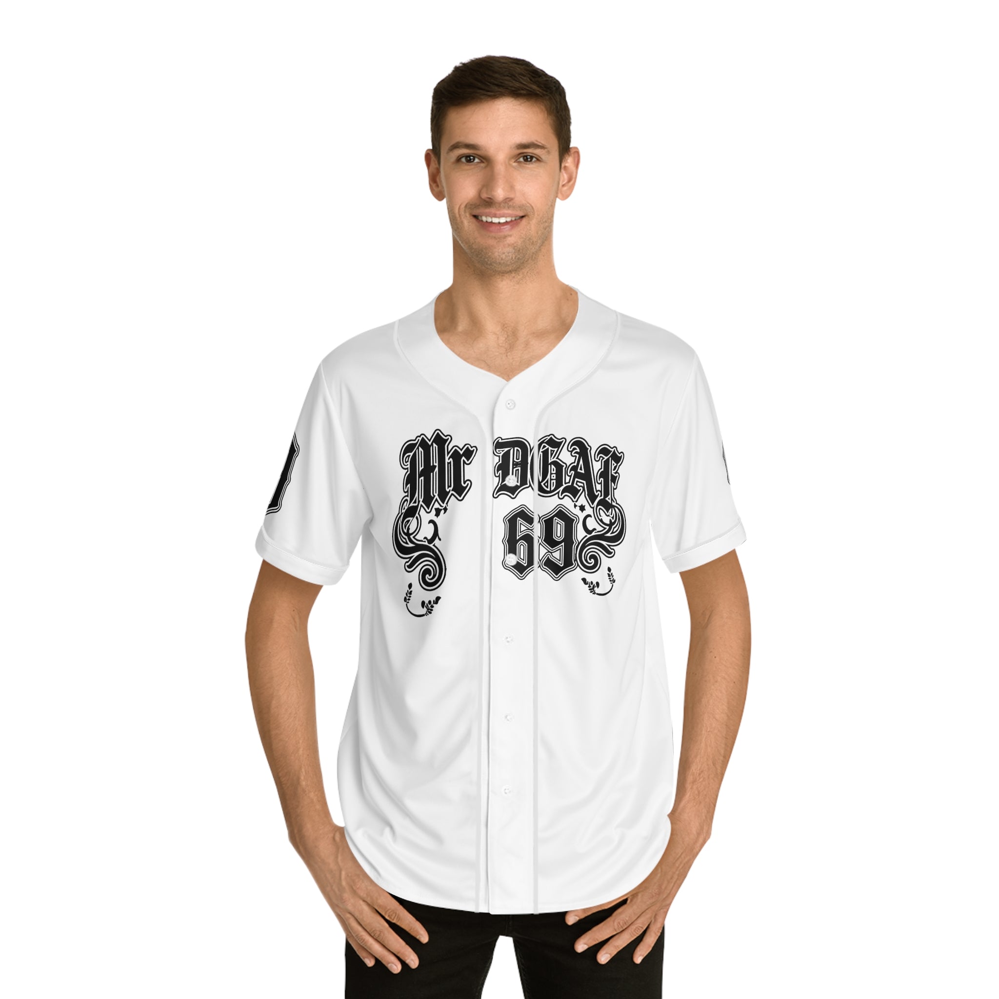 MrDGAF 69 Baseball Jersey — Vintage Gothic Numbered Men’s Sports Tee