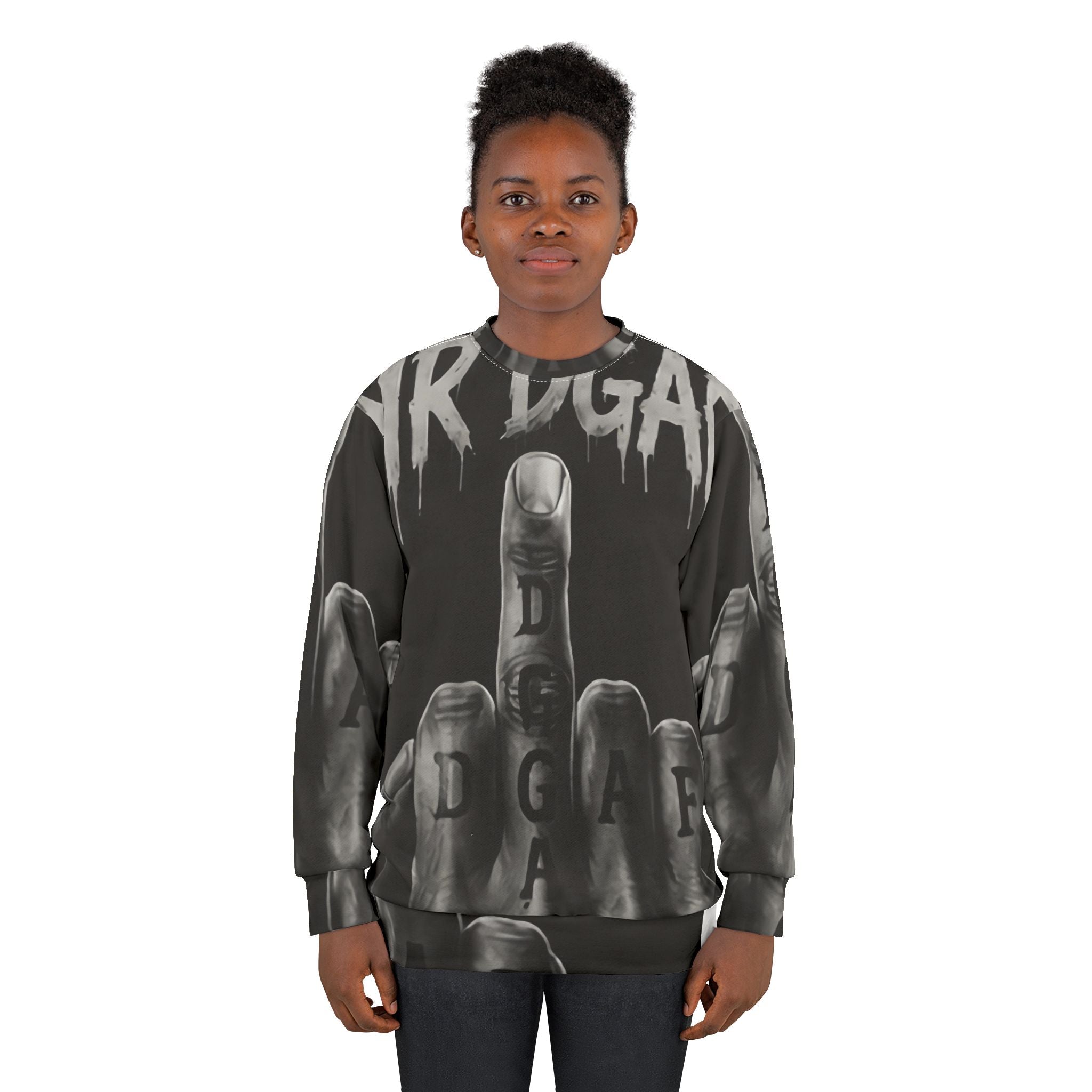 Middle Finger DGAF Sweatshirt – Bold Grunge Statement Pullover