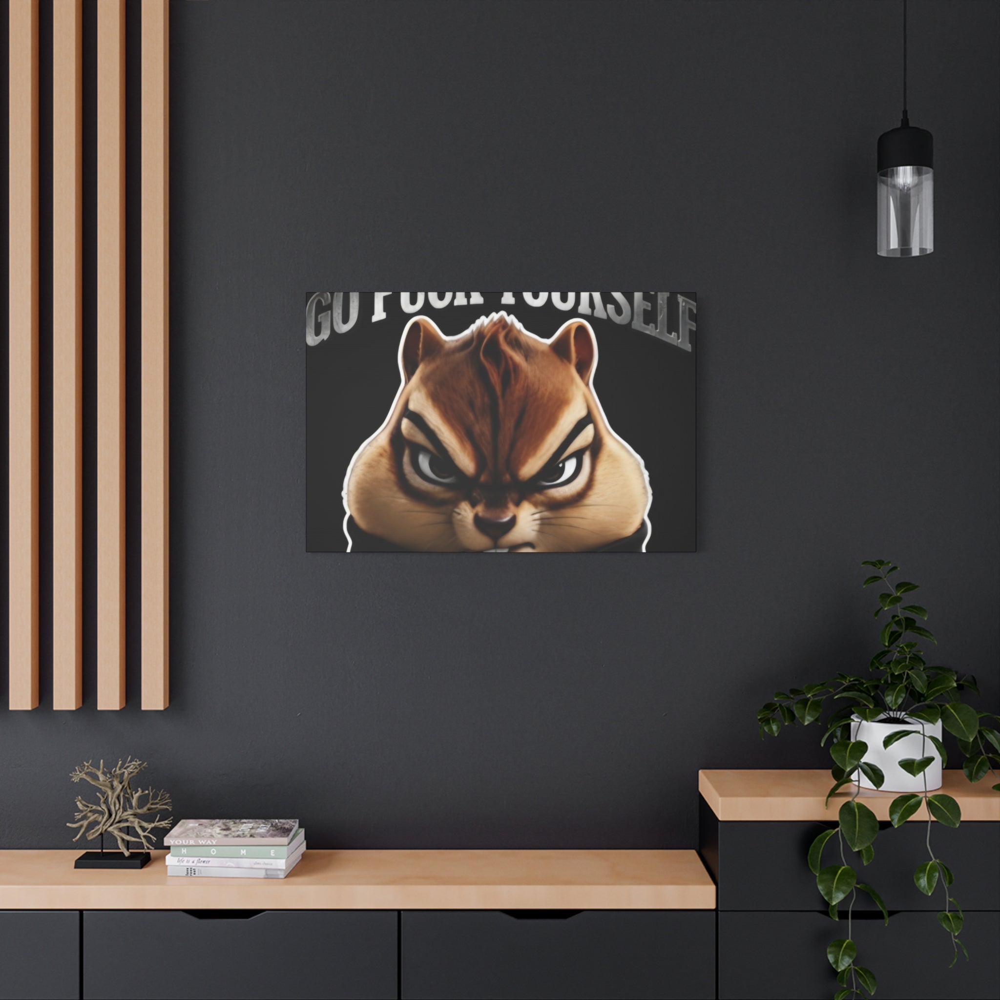 Edgy Chipmunk Canvas Print – "Go Fuck Yourself" Statement Wall Art