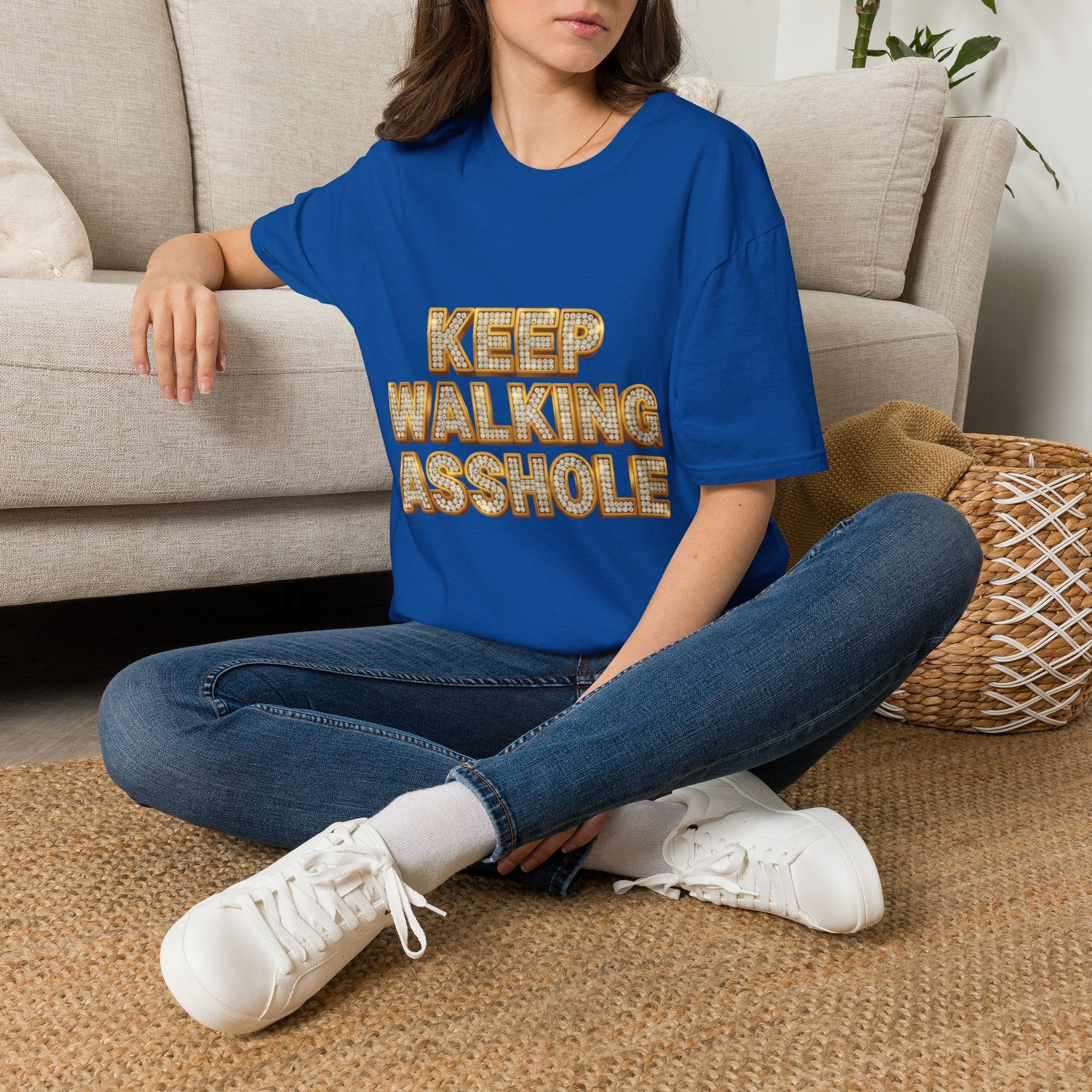 Keep Walking Asshole T-Shirt — Bold Retro Marquee Text Tee