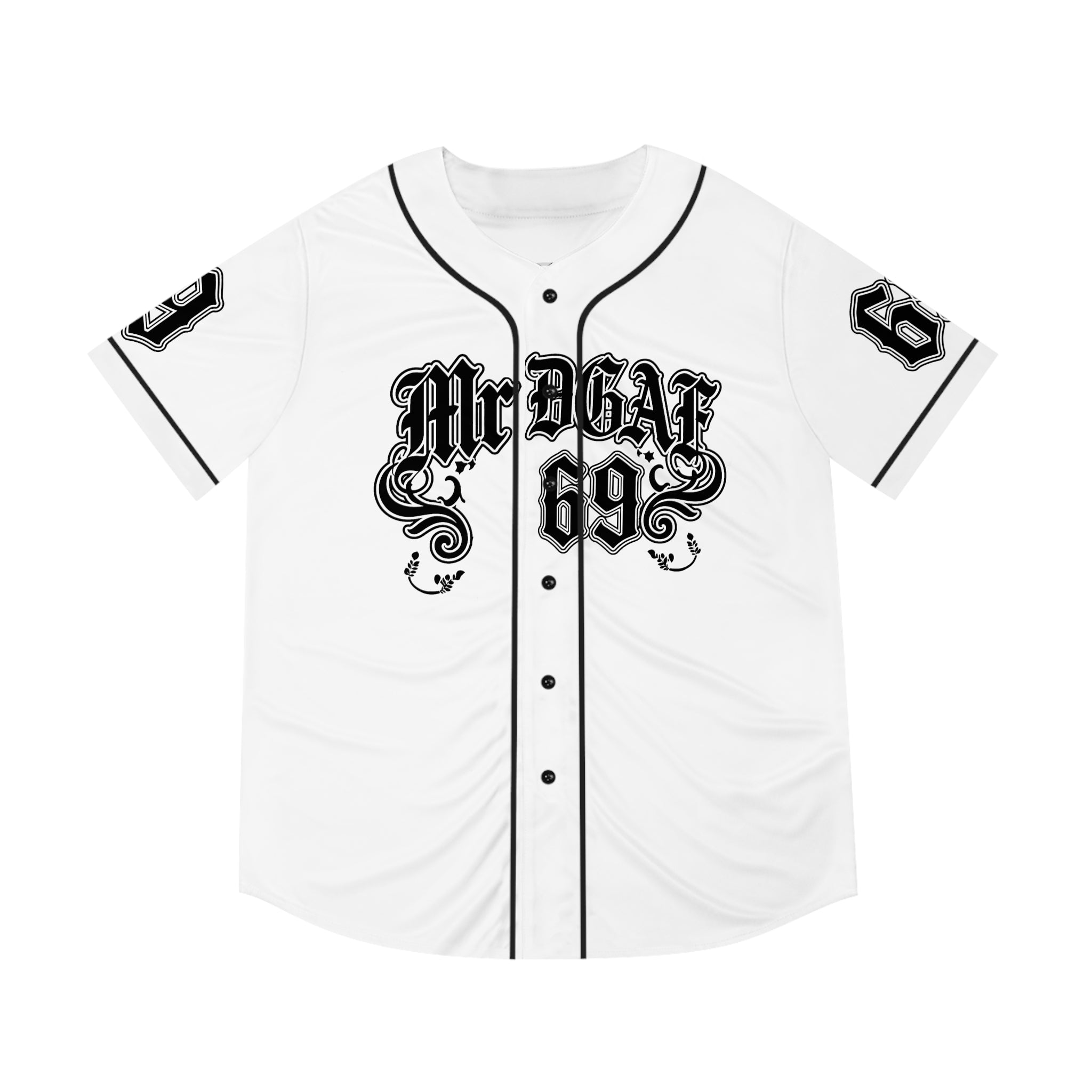 MrDGAF 69 Baseball Jersey — Vintage Gothic Numbered Men’s Sports Tee
