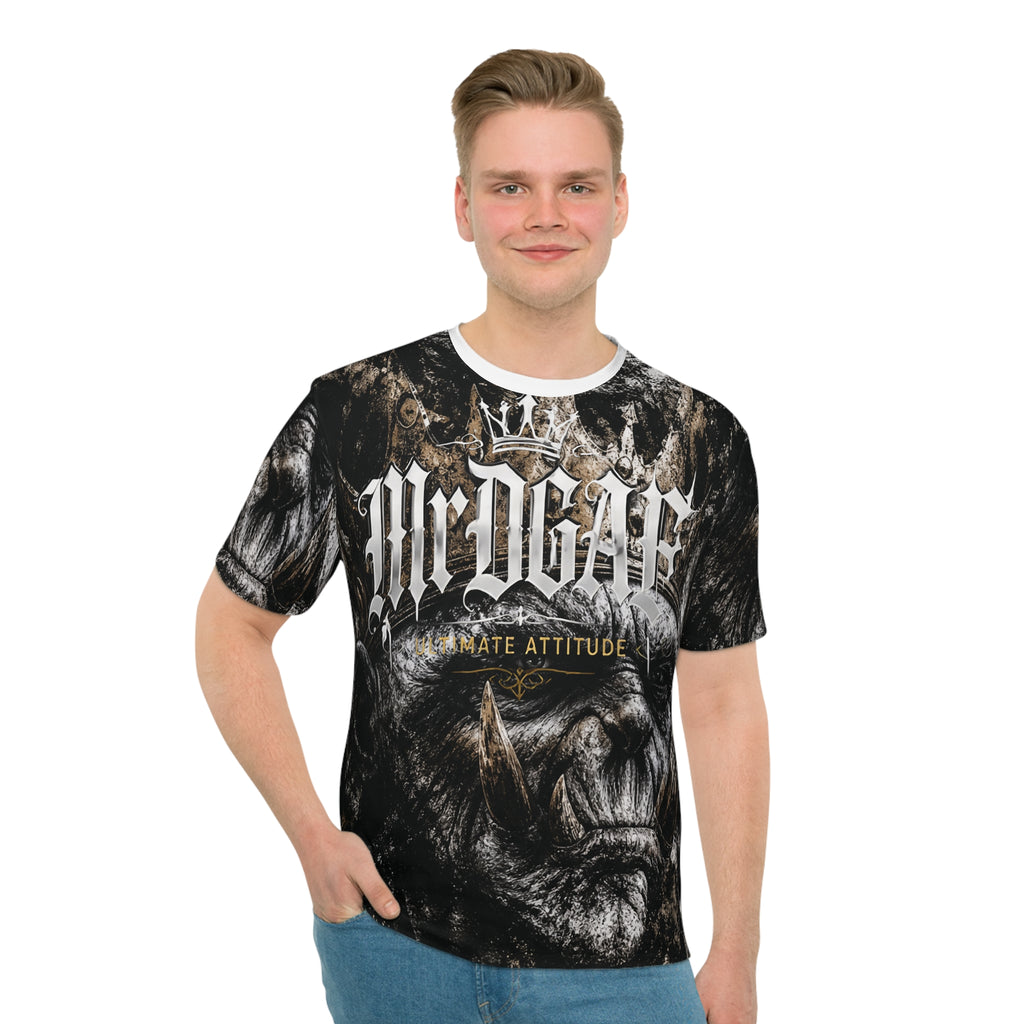 Men's Graphic T-Shirt — 'Mr. Dope' Crowned Gorilla All-Over Print