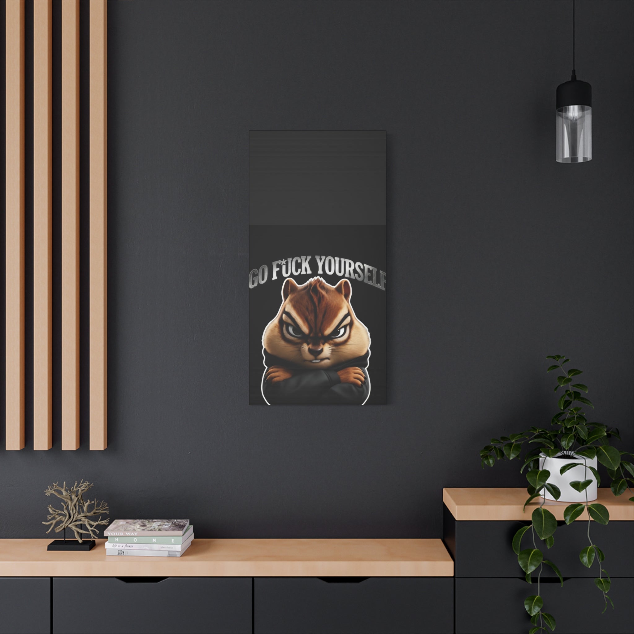 Edgy Chipmunk Canvas Print – "Go Fuck Yourself" Statement Wall Art