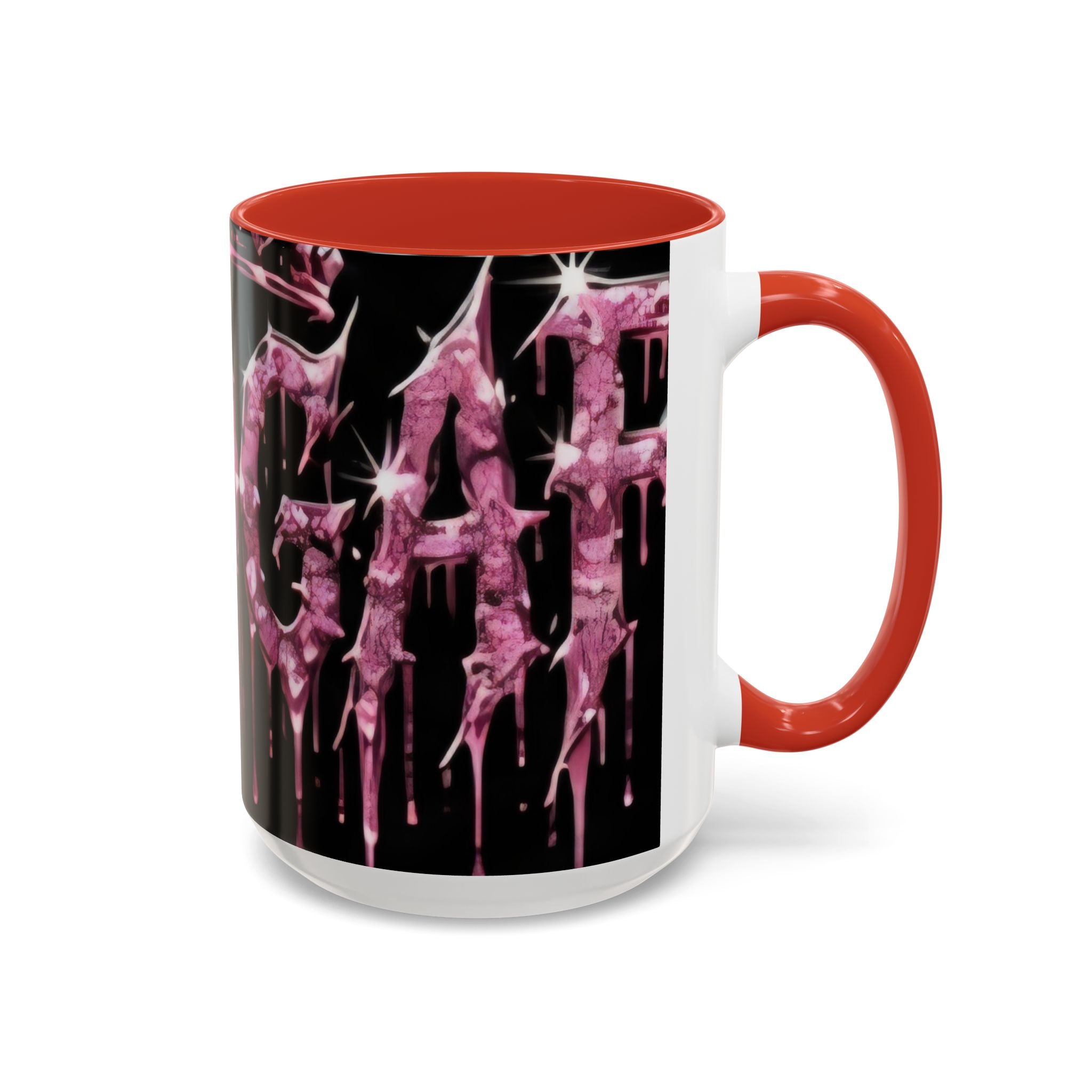 Dripping Pink Glitter Gothic Mug — Accent Coffee Cup (11/15oz)