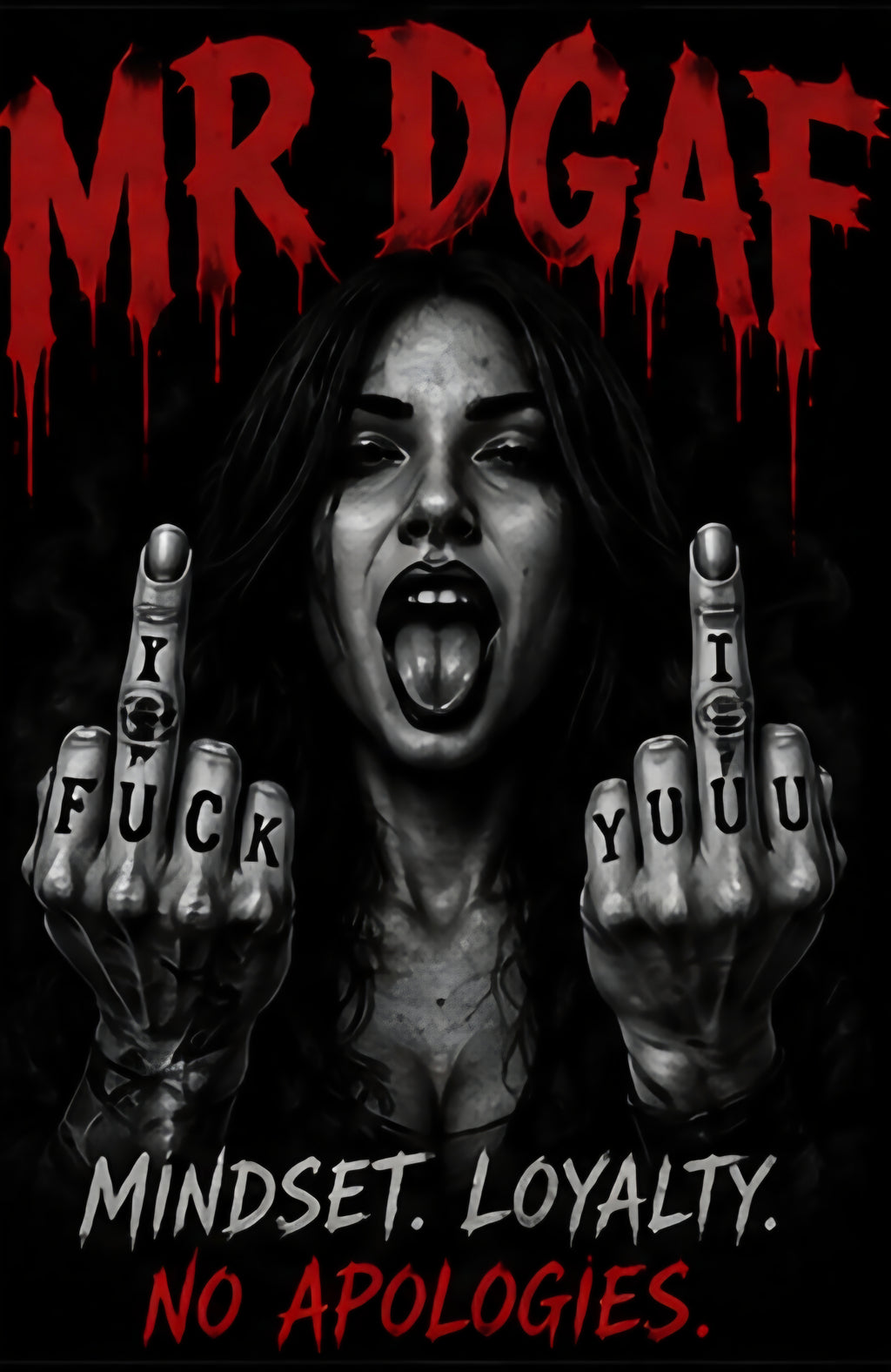 Kiss-Cut Vinyl Decal — Edgy 'Mr DGAF' Middle Finger Graphic Sticker (F*** You)