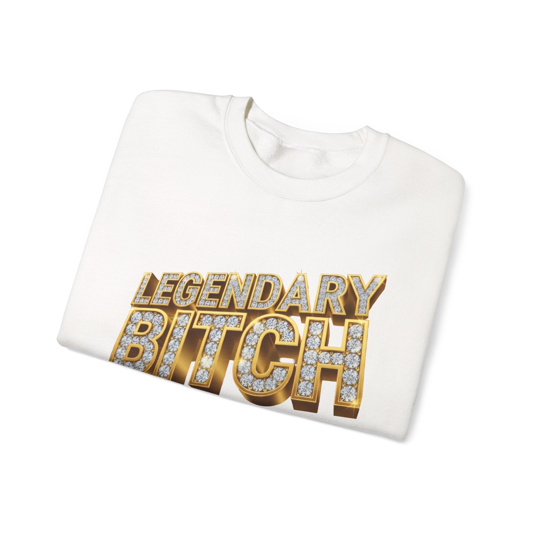 Legendary Bitch Graphic Sweatshirt – Bold Rhinestone-Style Crewneck for Women