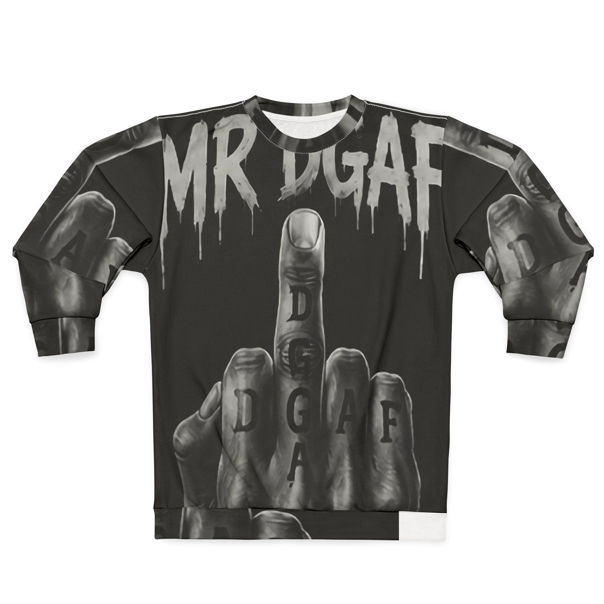 Middle Finger DGAF Sweatshirt – Bold Grunge Statement Pullover