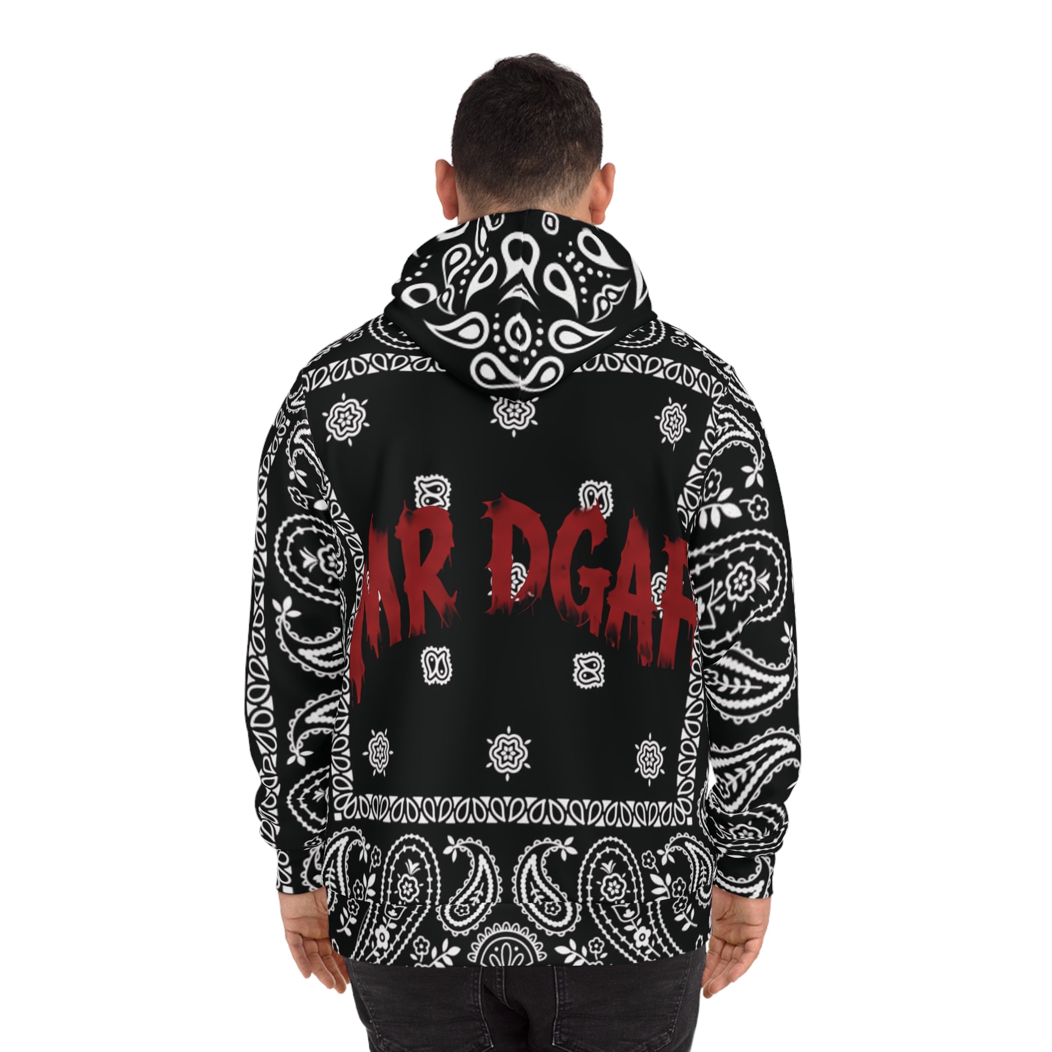 Bandana Print Hoodie — "MR DGAF" Graphic Streetwear Pullover