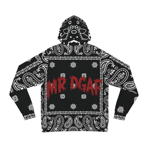 Bandana Print Hoodie — "MR DGAF" Graphic Streetwear Pullover