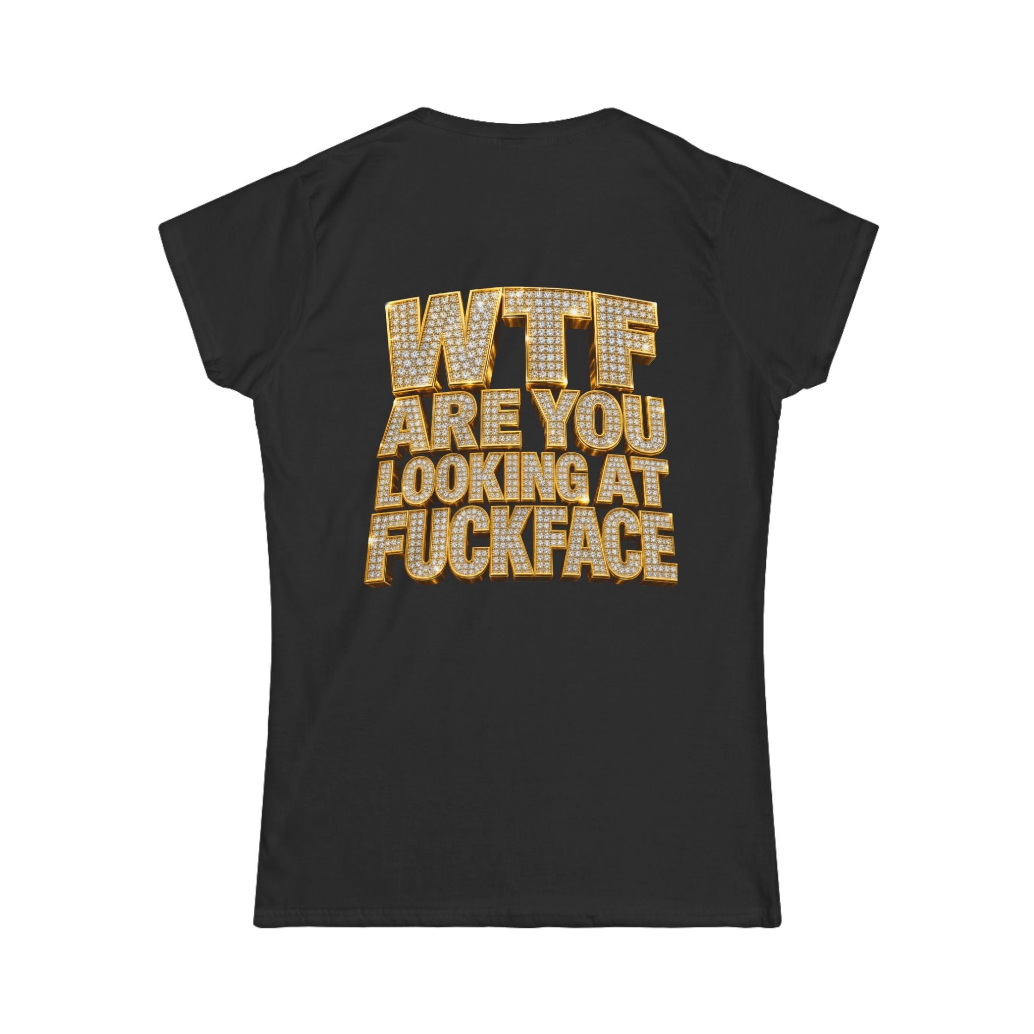 Women's Tee — 'Midgaf' Cartoon Front & Bold 'WTF Are You Looking At, Fuckface' Back