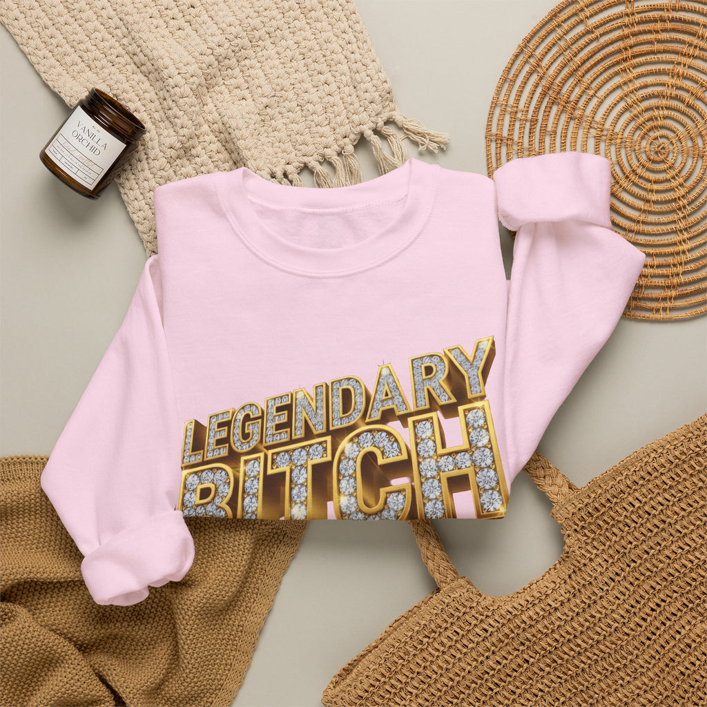 Legendary Bitch Graphic Sweatshirt – Bold Rhinestone-Style Crewneck for Women