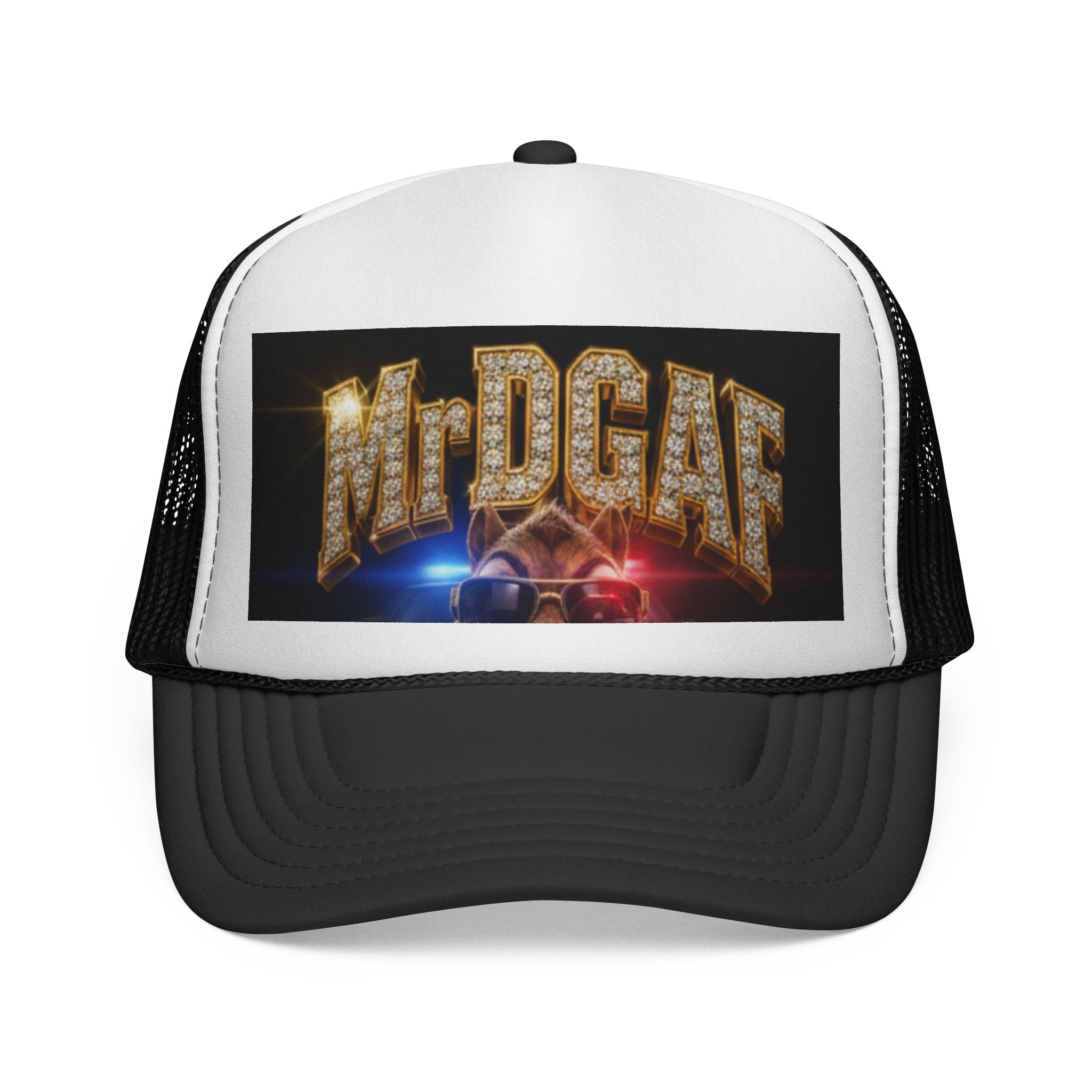 Mr. DGAF Trucker Cap — Bold Retro Marquee Logo Snapback