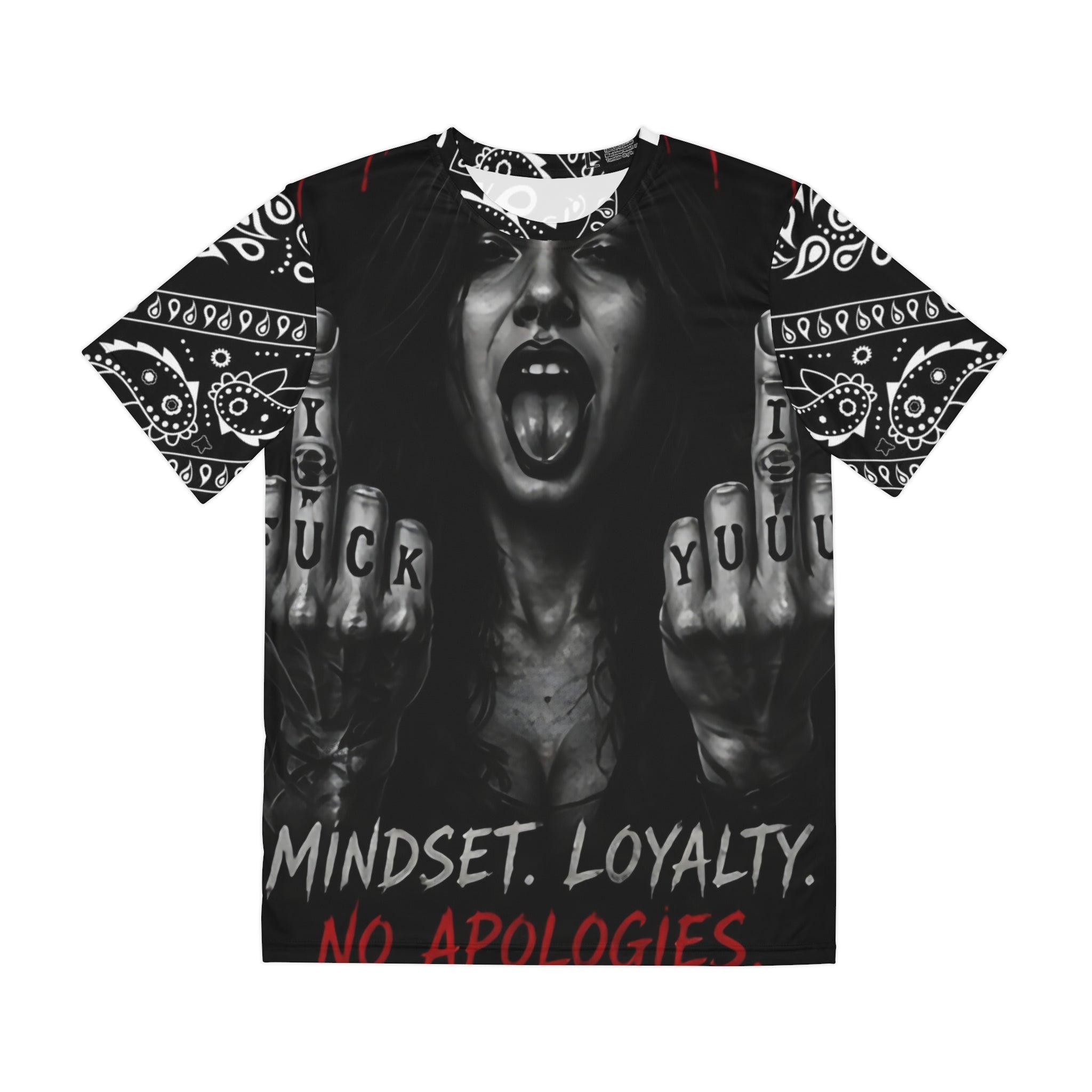 Men's Graphic Tee — "Mindset. Loyalty. No Apologies." Bandana Back Print