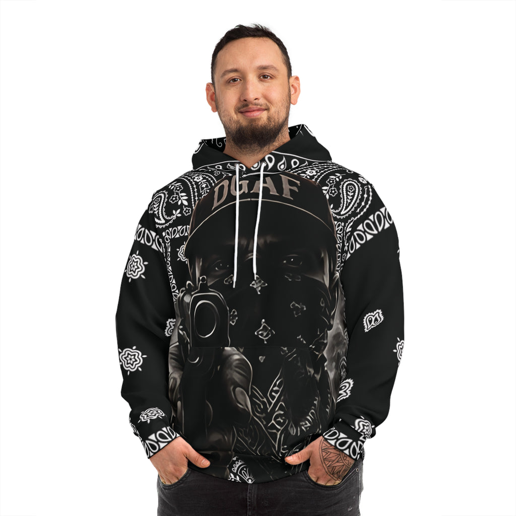 Bandana Print Hoodie — "MR DGAF" Graphic Streetwear Pullover