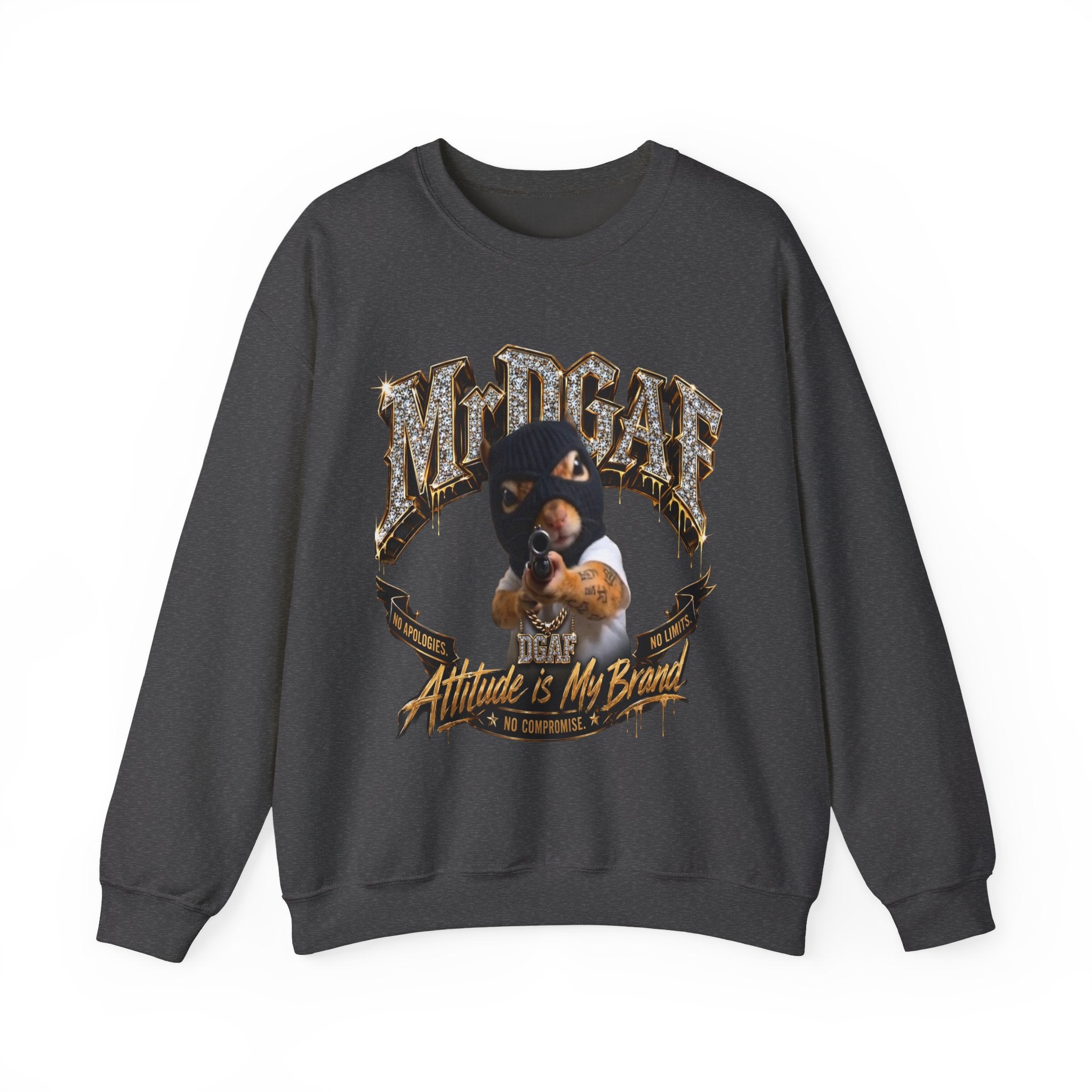 Crewneck Sweatshirt — 'Pure Fucking Evil' Graphic Pullover with Masked Bear Design