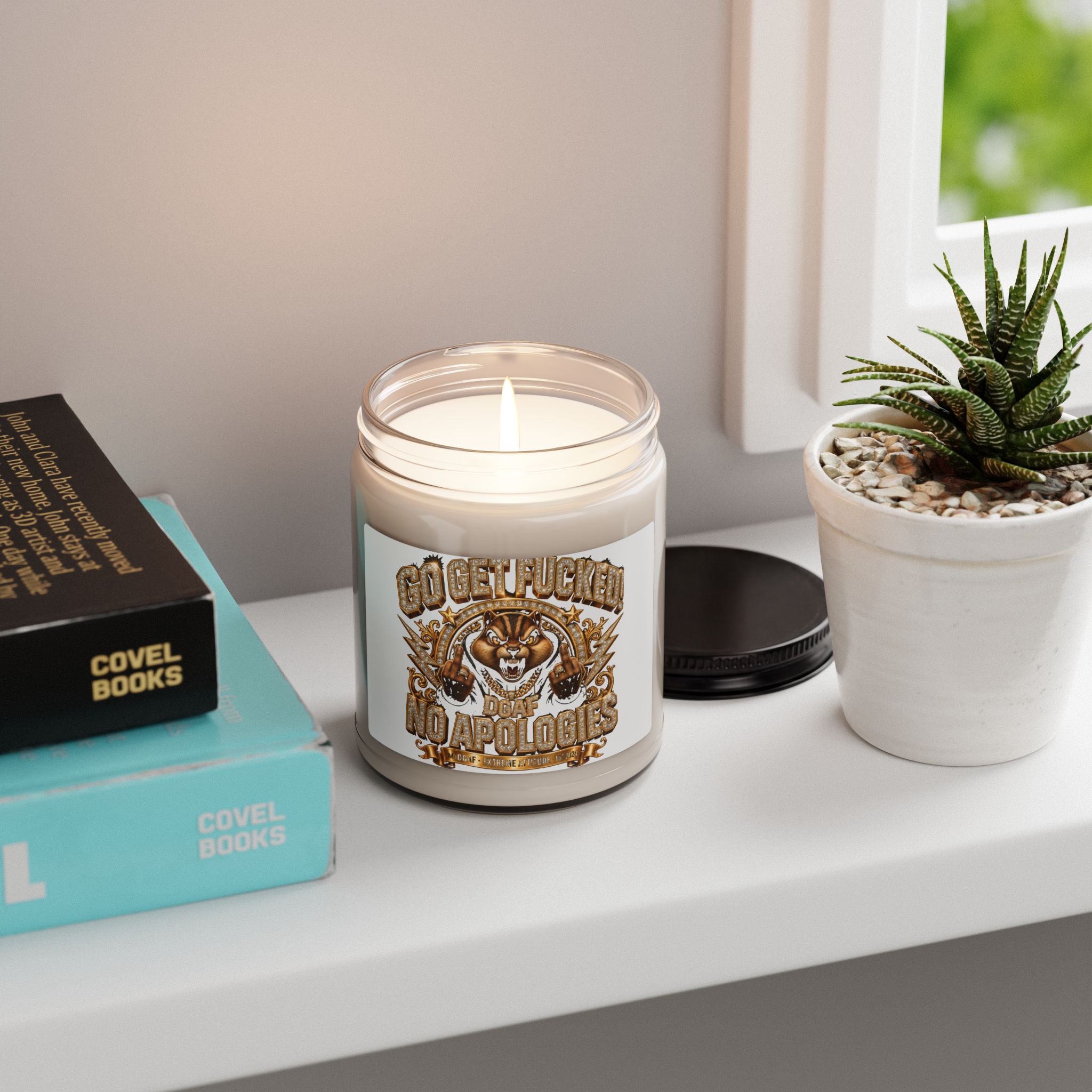 Scented Soy Candle — "Go Get Fucked, No Apologies" Bold Graphic 9oz
