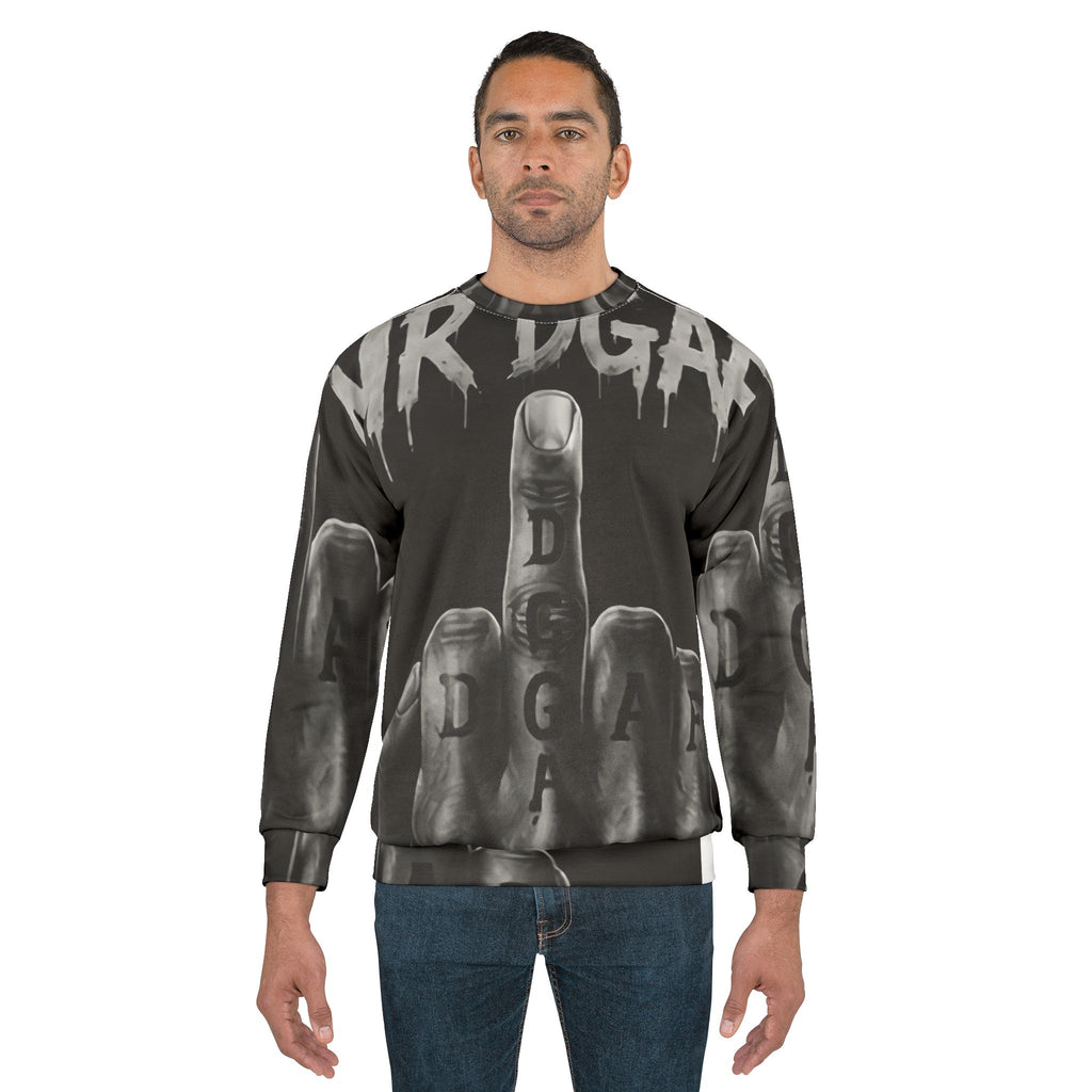 Middle Finger DGAF Sweatshirt – Bold Grunge Statement Pullover