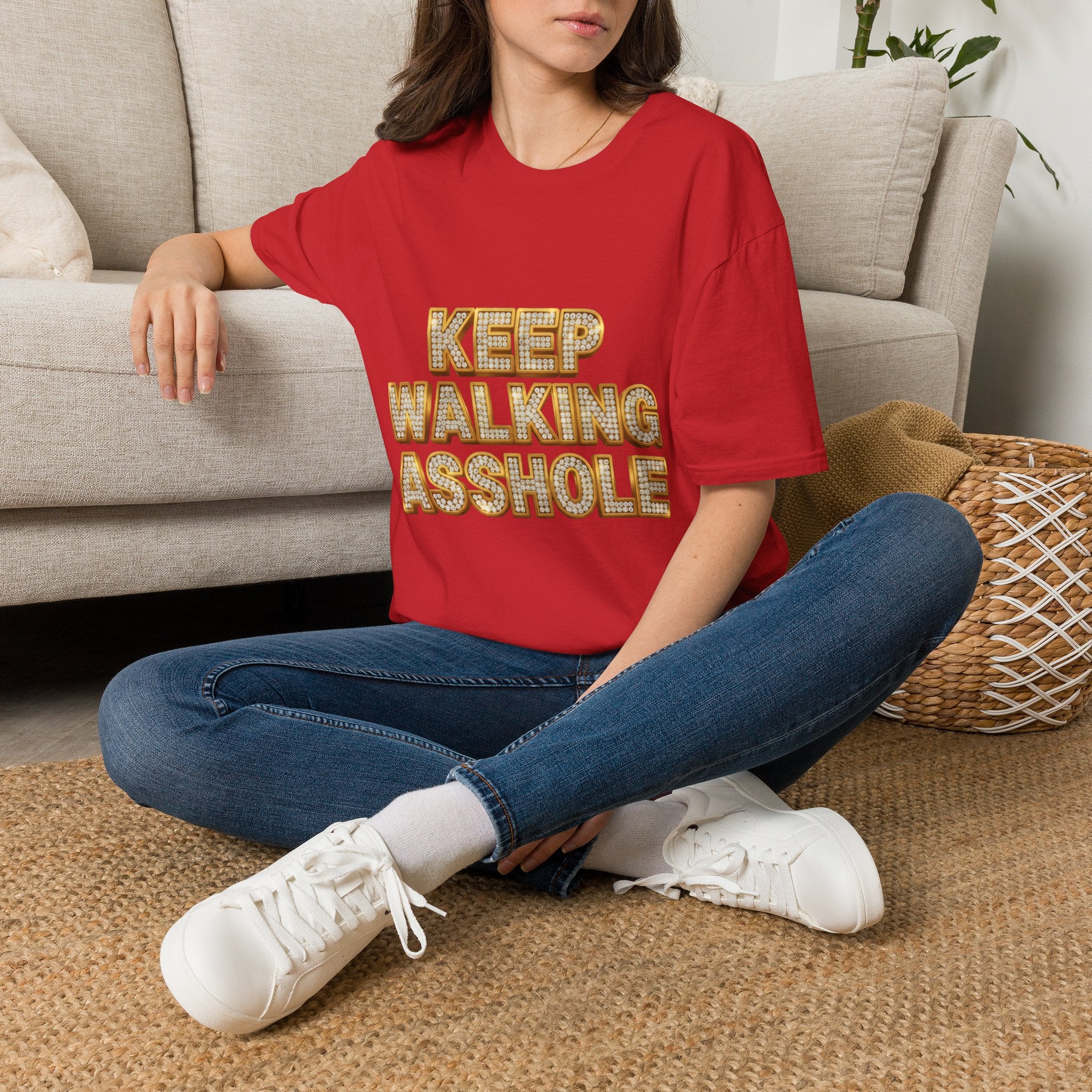Keep Walking Asshole T-Shirt — Bold Retro Marquee Text Tee