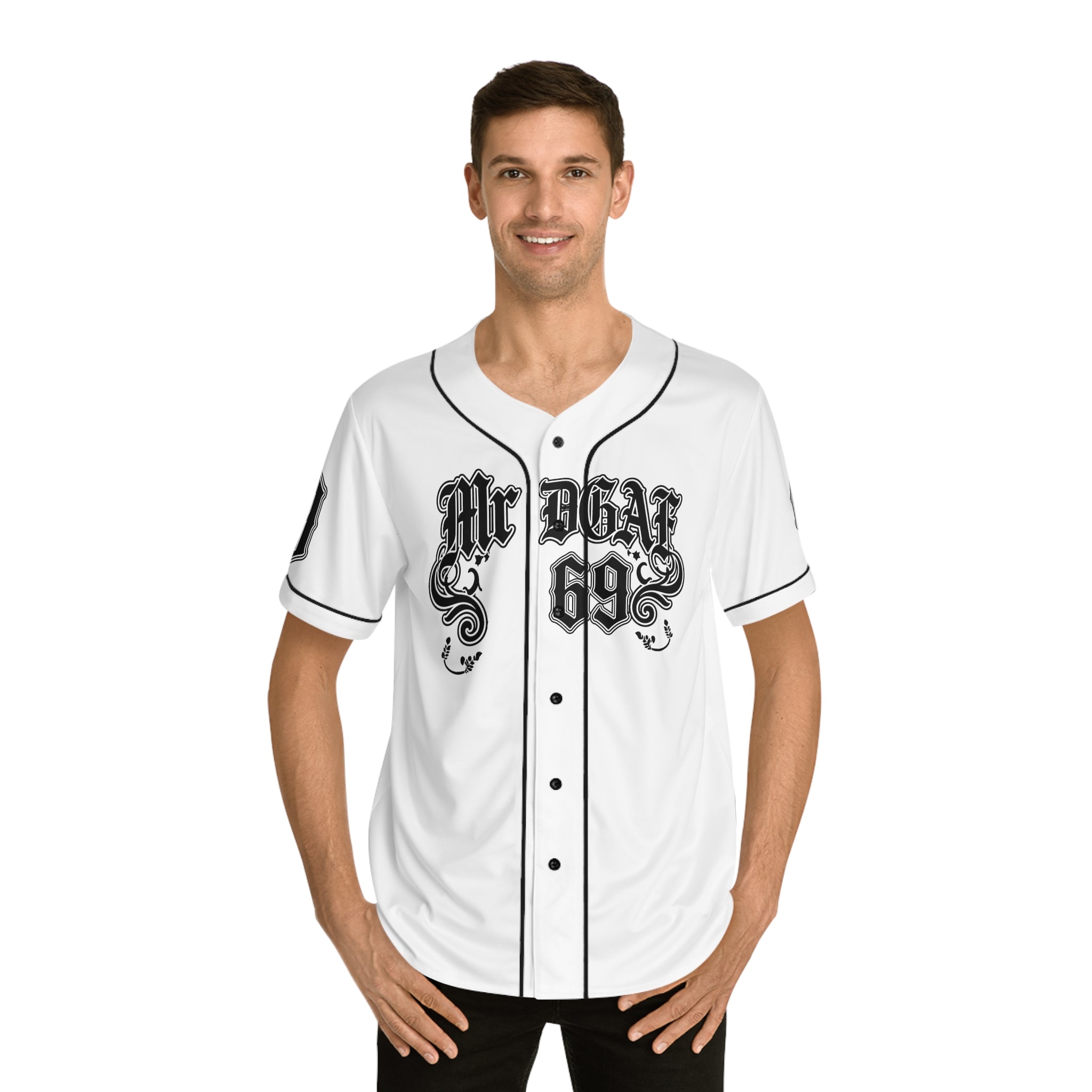 MrDGAF 69 Baseball Jersey — Vintage Gothic Numbered Men’s Sports Tee