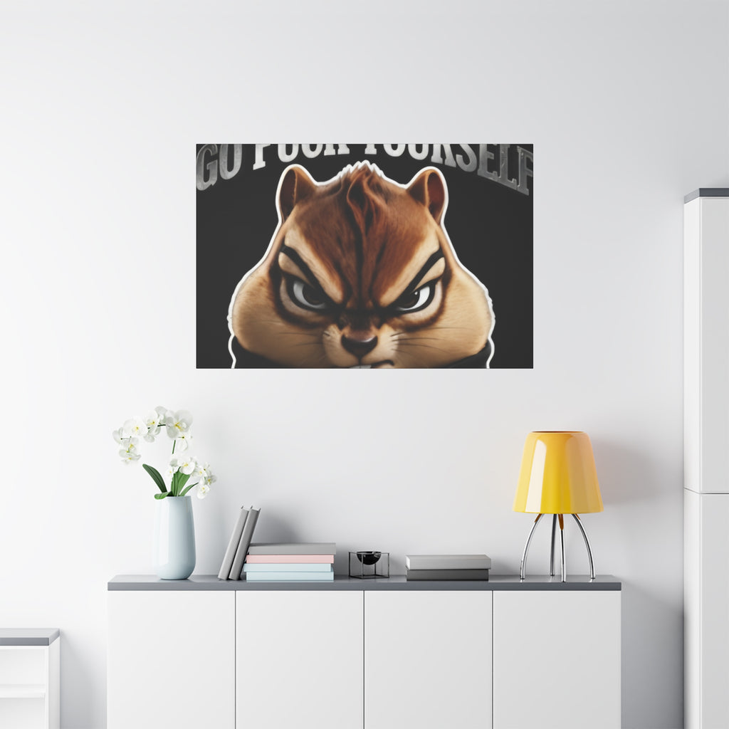 Edgy Chipmunk Canvas Print – "Go Fuck Yourself" Statement Wall Art