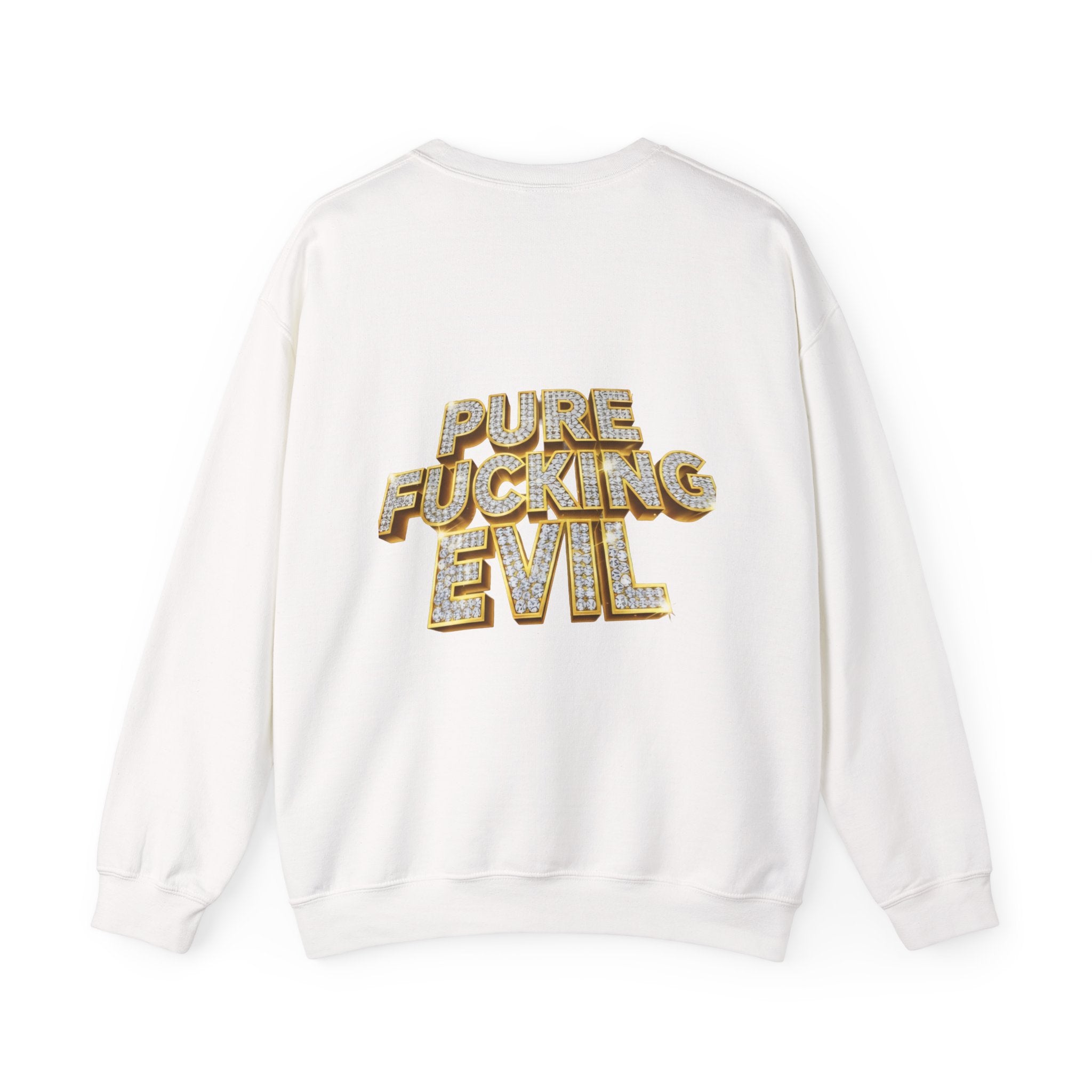 Crewneck Sweatshirt — 'Pure Fucking Evil' Graphic Pullover with Masked Bear Design