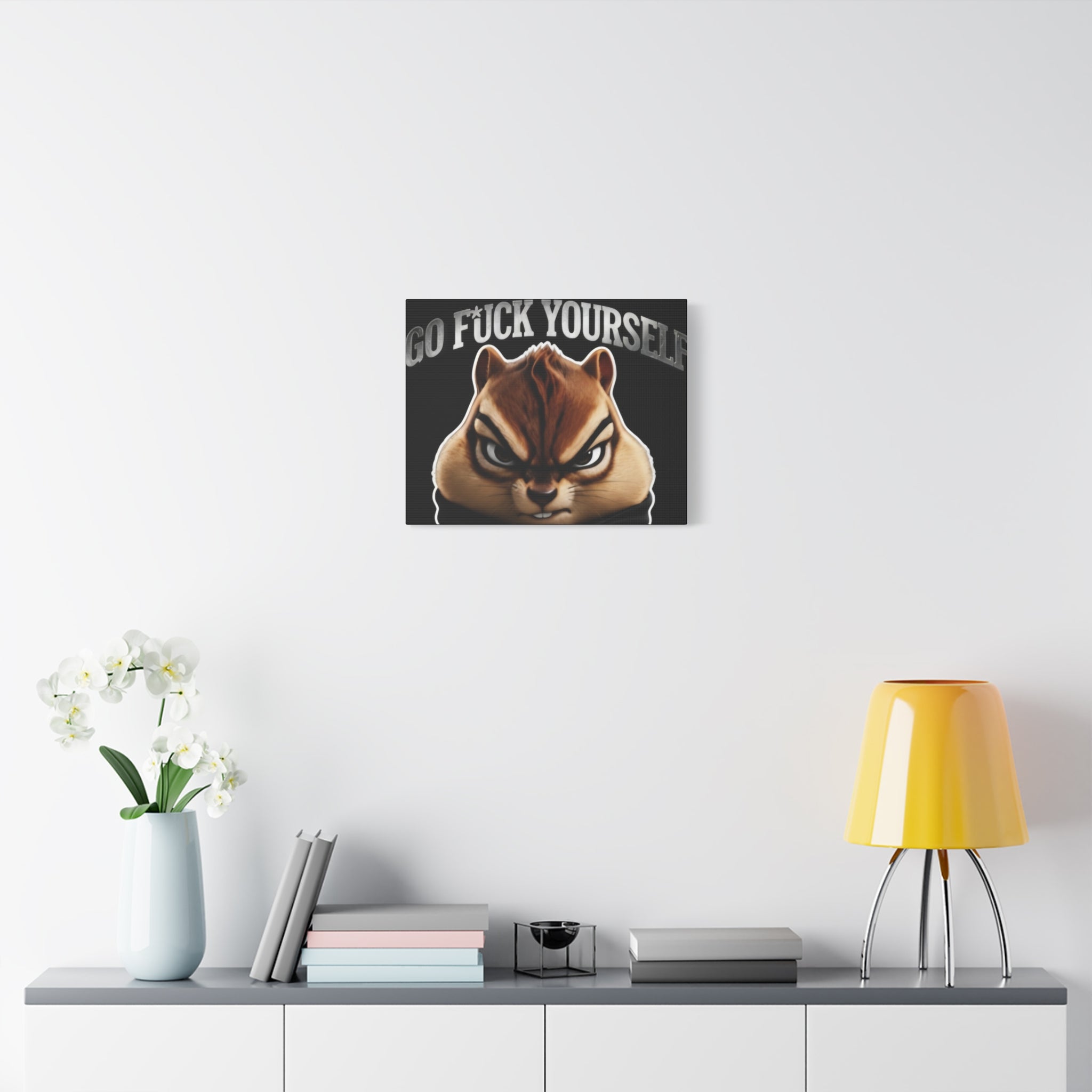 Edgy Chipmunk Canvas Print – "Go Fuck Yourself" Statement Wall Art