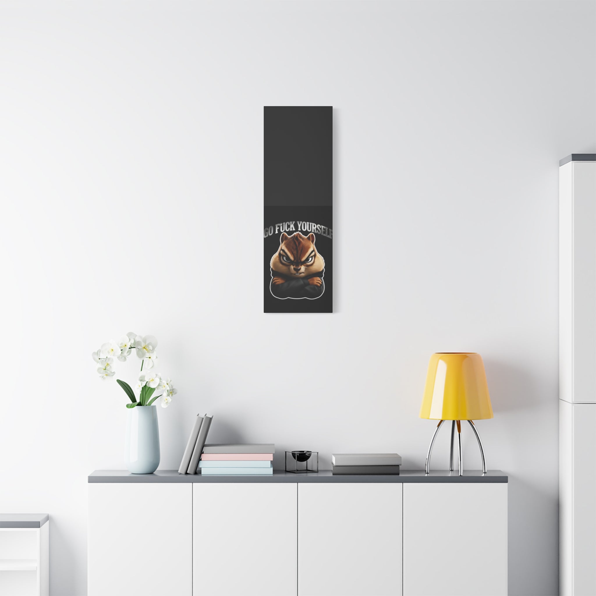 Edgy Chipmunk Canvas Print – "Go Fuck Yourself" Statement Wall Art