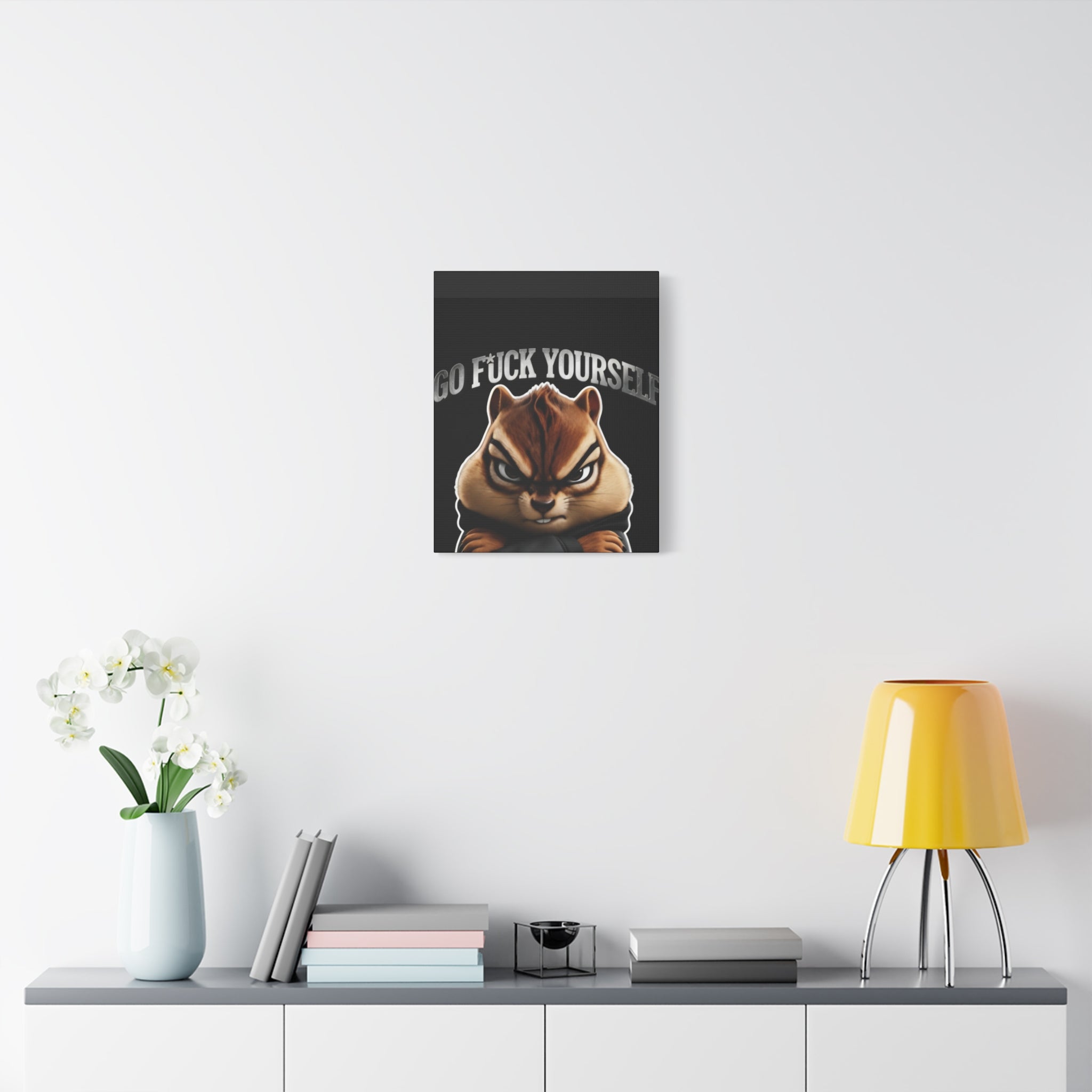 Edgy Chipmunk Canvas Print – "Go Fuck Yourself" Statement Wall Art