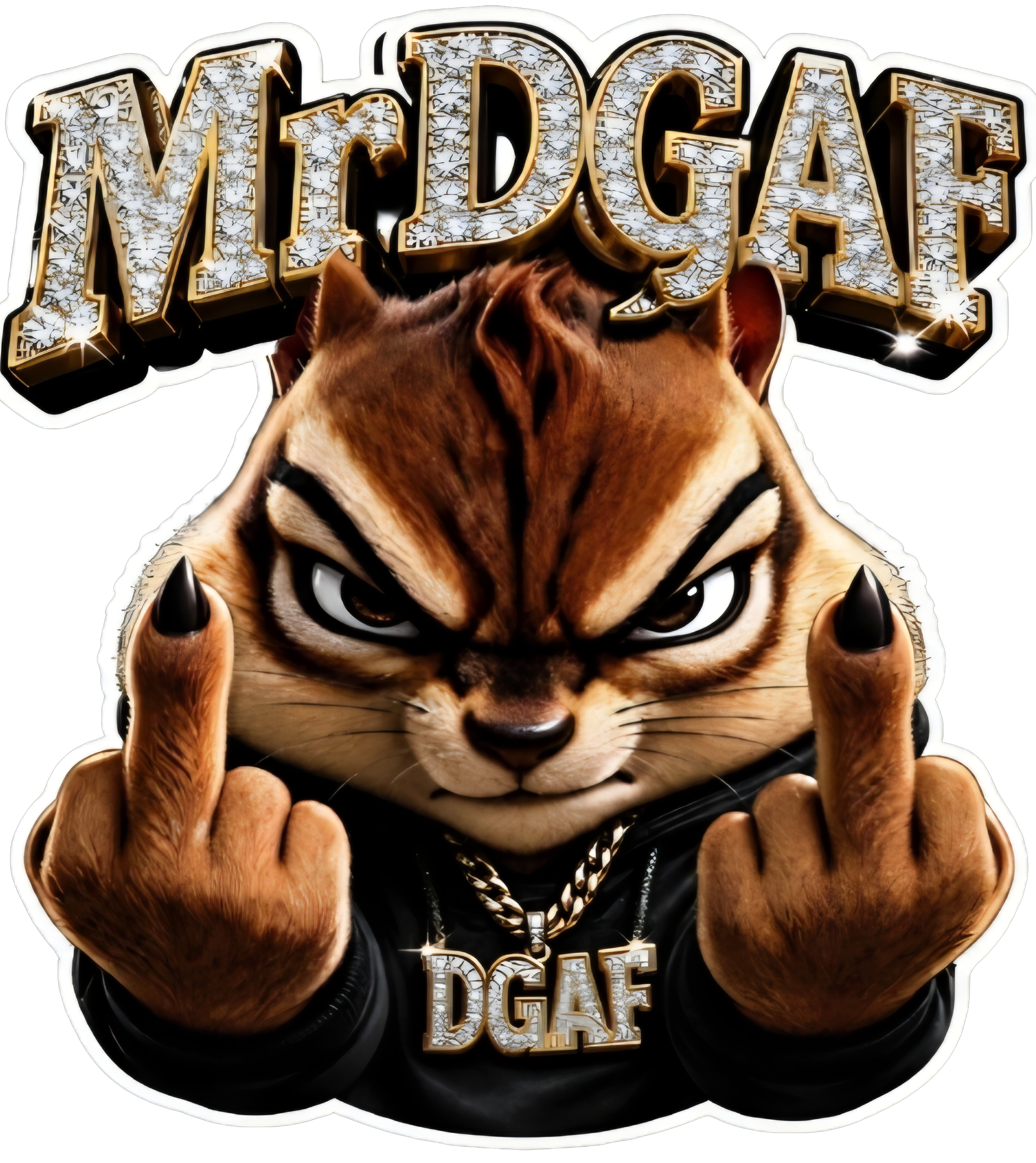 Kiss-Cut Vinyl Decal — Edgy 'Mr DGAF' Middle Finger Graphic Sticker (F*** You)