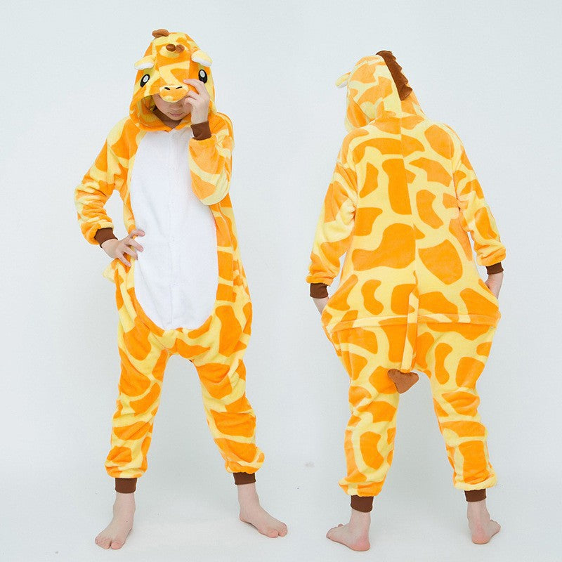 Mixed batch autumn and winter flannel children's cartoon conjoined animal pajamas Tigger home clothes too long thick wholesale