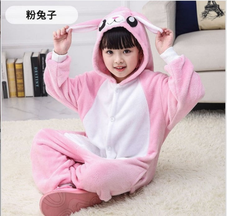 Mixed batch autumn and winter flannel children's cartoon conjoined animal pajamas Tigger home clothes too long thick wholesale