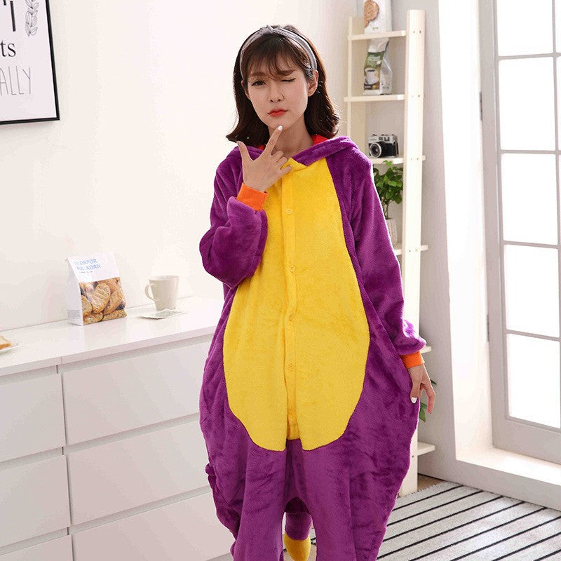 Mixed batch autumn and winter flannel children's cartoon conjoined animal pajamas Tigger home clothes too long thick wholesale