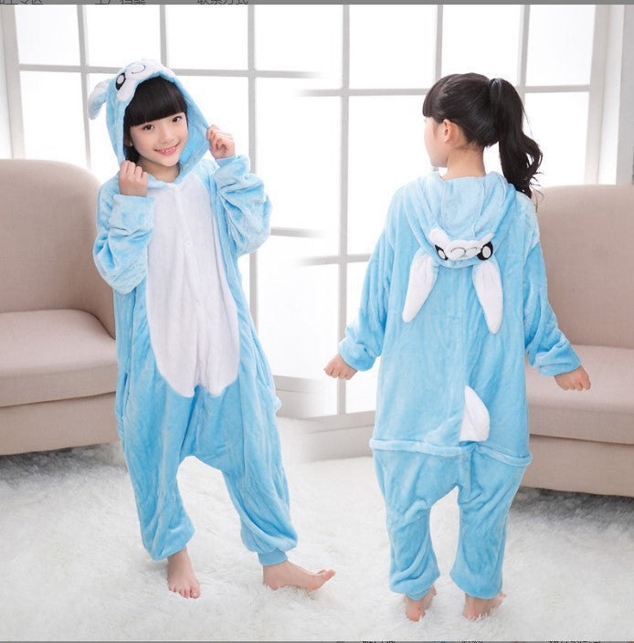 Mixed batch autumn and winter flannel children's cartoon conjoined animal pajamas Tigger home clothes too long thick wholesale
