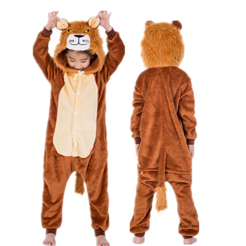 Mixed batch autumn and winter flannel children's cartoon conjoined animal pajamas Tigger home clothes too long thick wholesale